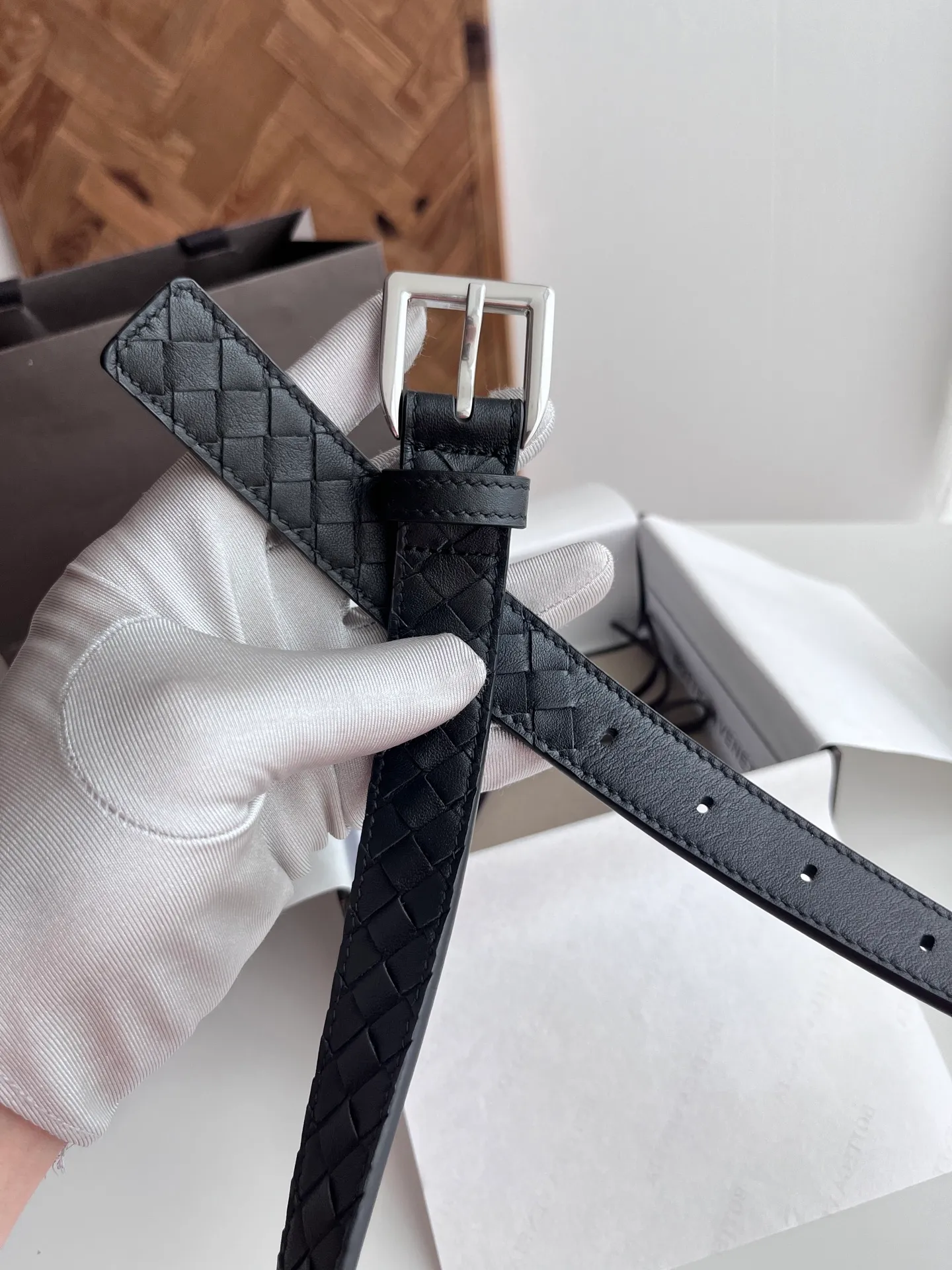 💰480💰Full package💰 💍Purchase level Bv⚡️🌹2025 new women's woven belt, pure handmade intreccio small plaid weaving, double-sided Italian calfskin with slightly retro gold pin buckle⚡️🌹Width 2.5cm Color: black
