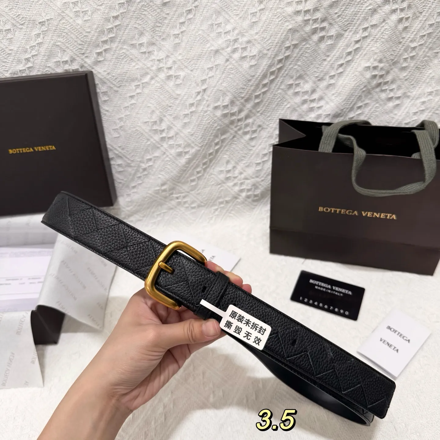 💰560💰Full package💰 💍Purchasing-grade BOTTEGA VENETA 3.5cm counter new men's woven belt, pure hand-woven imported calfskin, low-key luxury and connotation, suitable for business or leisure