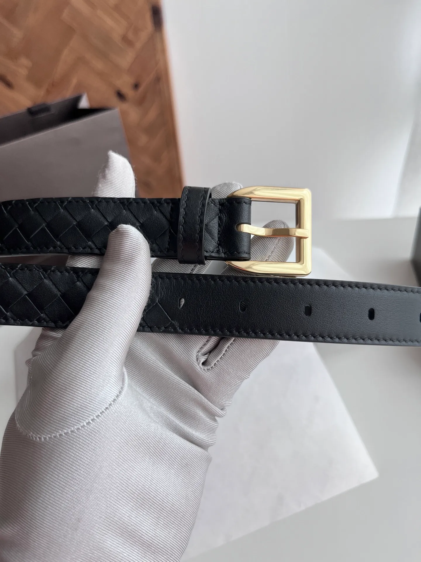💰480💰Full package💰 💍Purchase level Bv⚡️🌹2025 new women's woven belt, pure handmade intreccio small plaid weaving, double-sided Italian calfskin with slightly retro gold pin buckle⚡️🌹Width 2.5cm Color: black