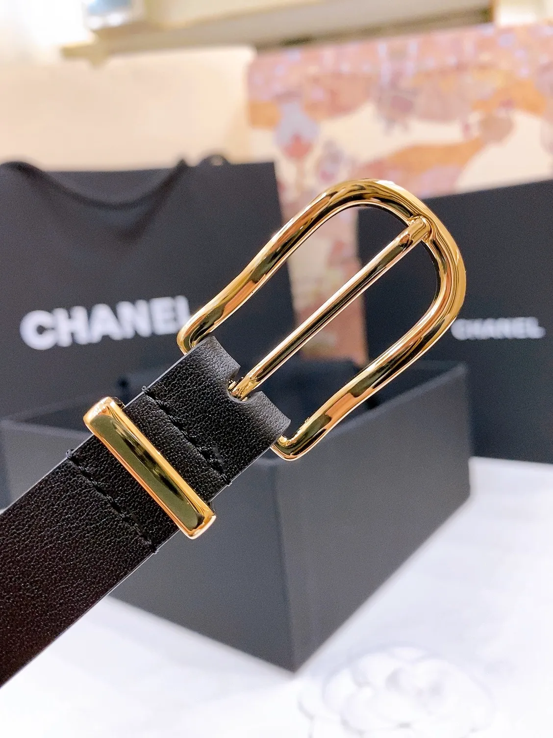 💰460💰Full package💰 💍Purchase grade Chanel chain pin buckle Imported calfskin belt Brass metal soft and delicate 2.0cm