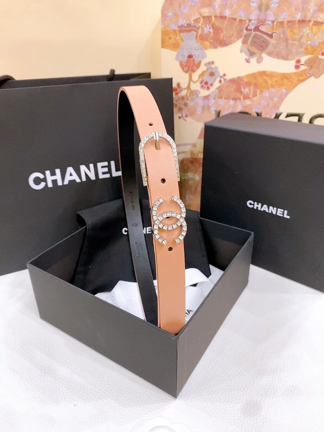 💰480💰Full package💰 💍Purchase grade Chanel pin buckle rhinestone imported calfskin belt brass metal soft and delicate 2.0cm