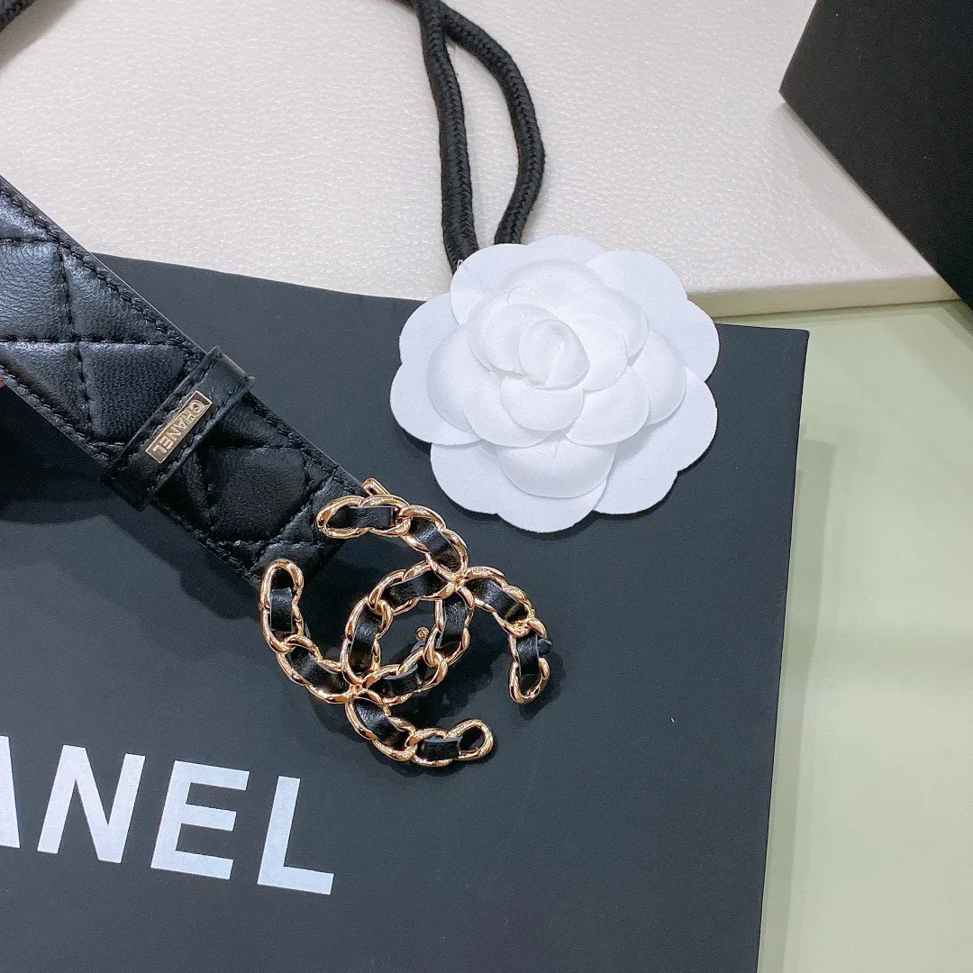 💰480💰Full package💰 💍Purchase level Chanel logo⚡️🌹Strip color cc buckle Brass gold metal 3.0cm boutique sheepskin belt feels soft and elegant