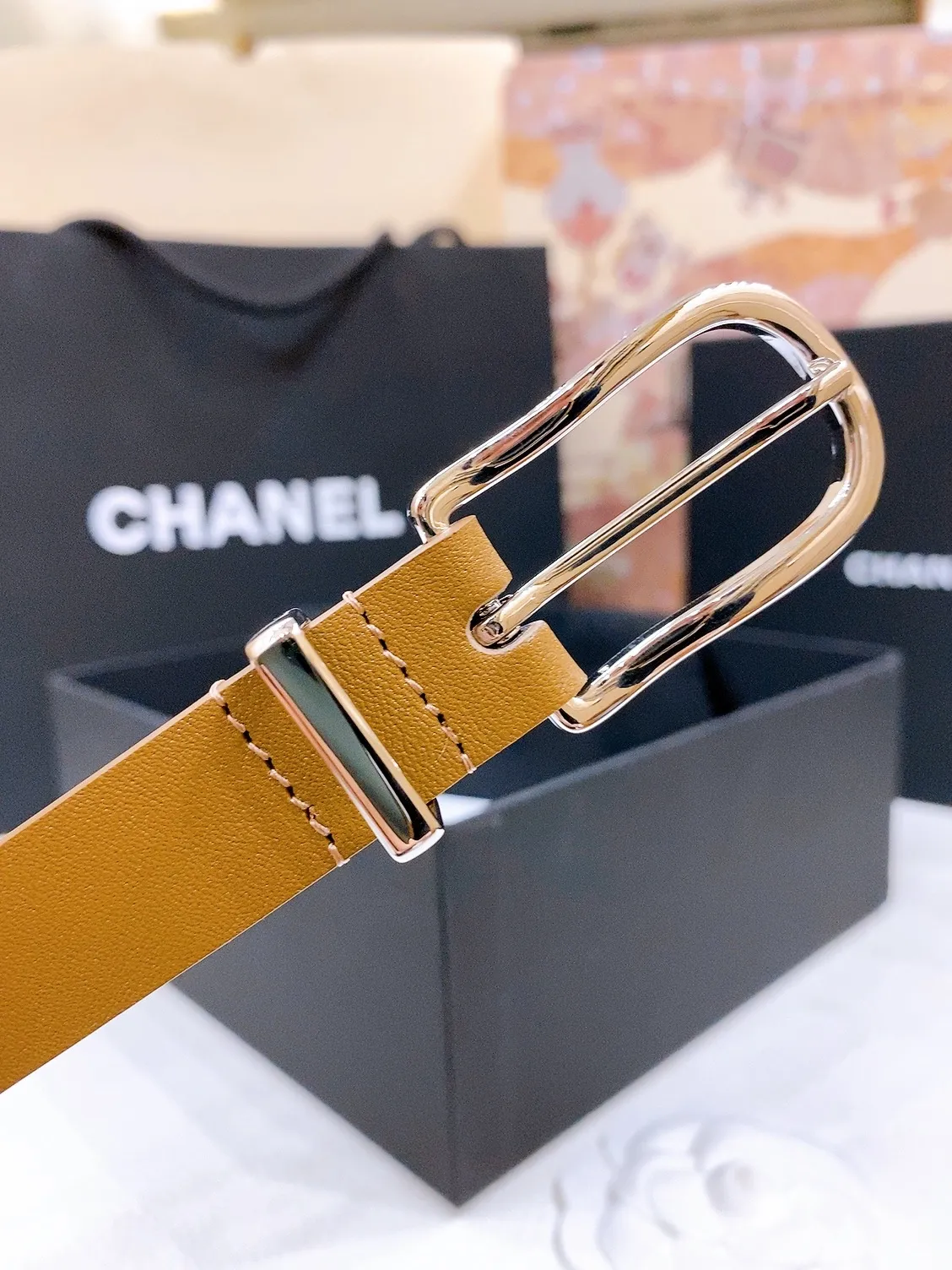 💰460💰Full package💰 💍Purchase grade Chanel chain pin buckle Imported calfskin belt Brass metal soft and delicate 2.0cm