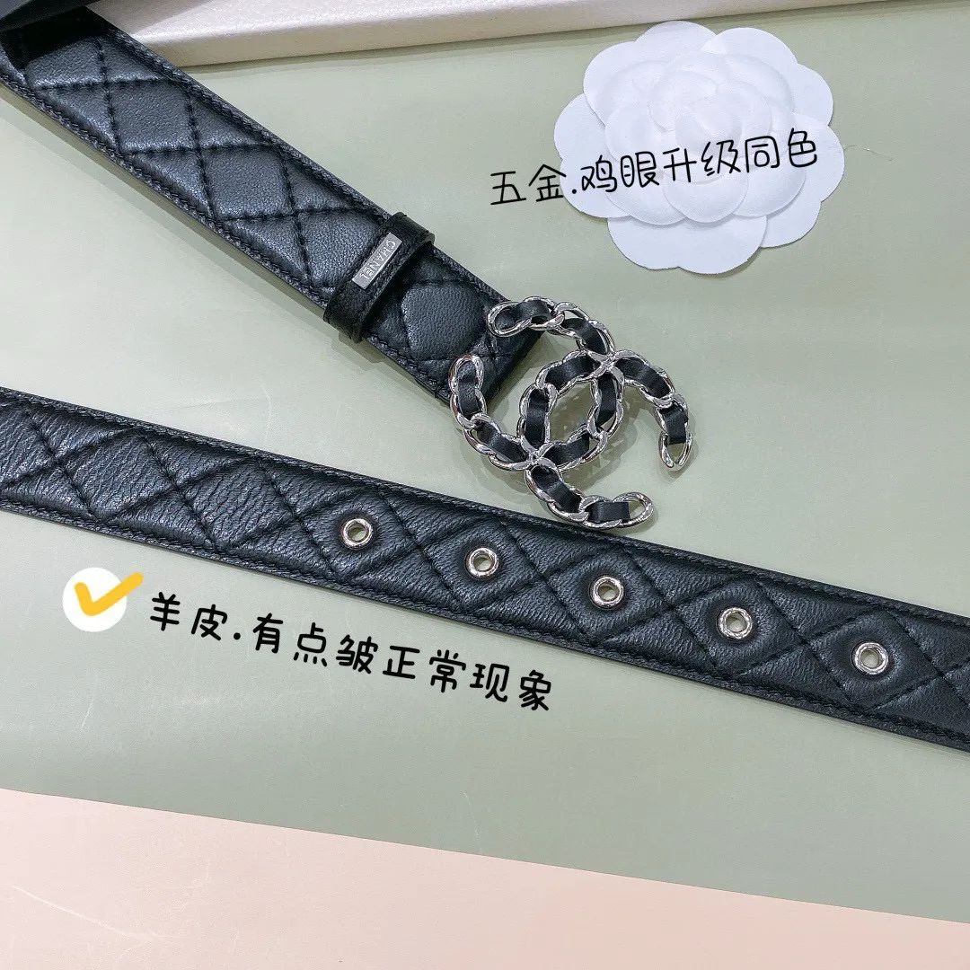💰480💰Full package💰 💍Purchase level Chanel logo⚡️🌹Strip color cc buckle Brass gold metal 3.0cm boutique sheepskin belt feels soft and elegant