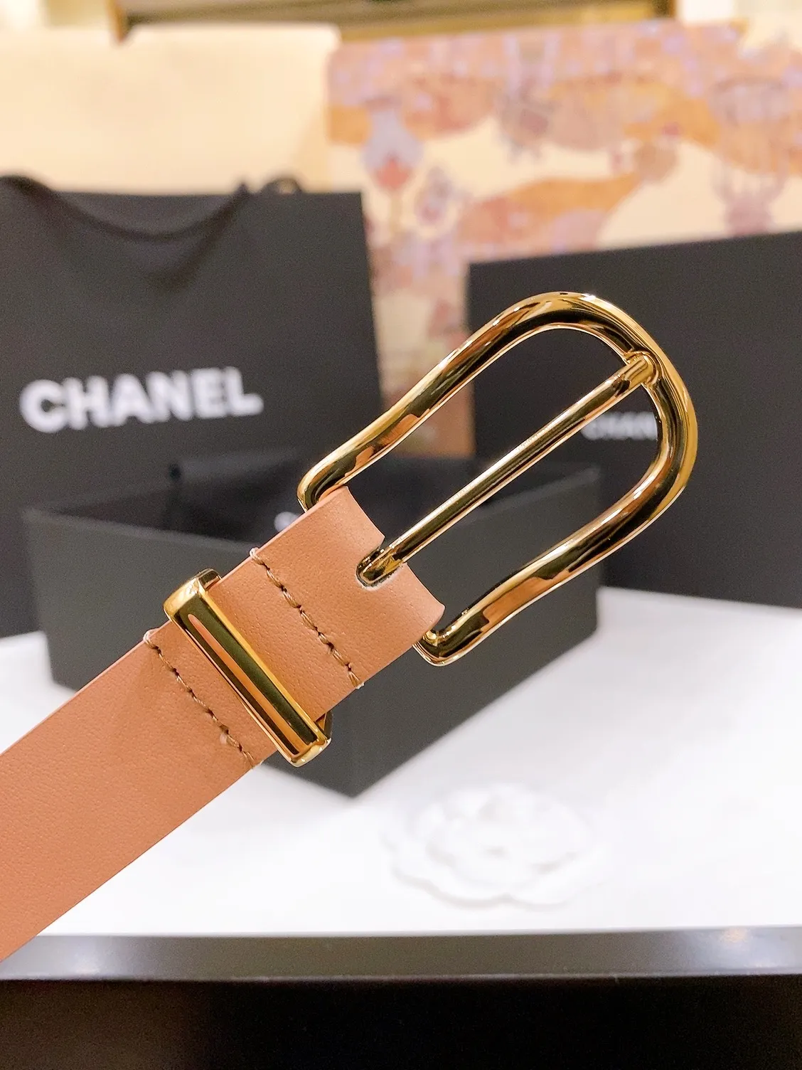 💰460💰Full package💰 💍Purchase grade Chanel chain pin buckle Imported calfskin belt Brass metal soft and delicate 2.0cm