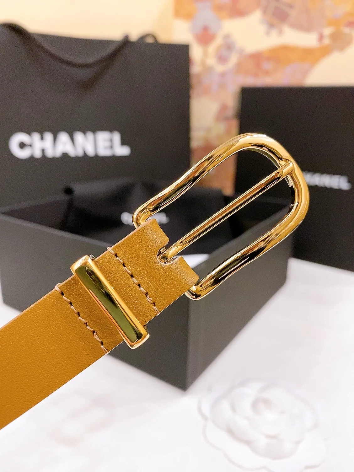 💰460💰Full package💰 💍Purchase grade Chanel chain pin buckle Imported calfskin belt Brass metal soft and delicate 2.0cm