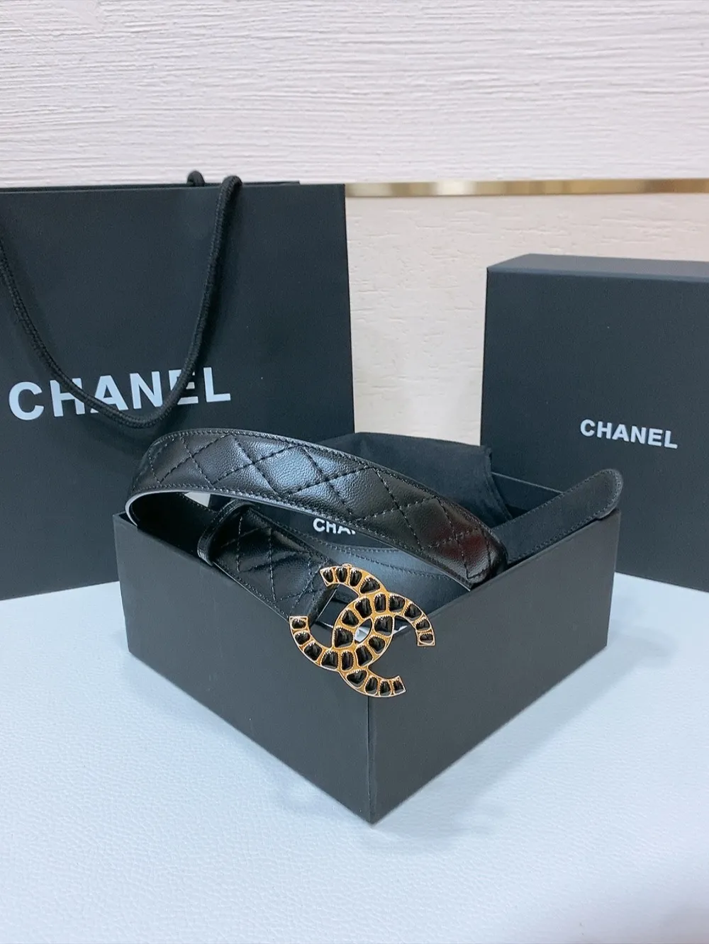 💰480💰Full package💰 💍Purchase level Chanel classic double C belt belt with logo buckle and imported calf and sheepskin body, perfect texture, simply the finishing touch in spring, belt diameter 3.0cm