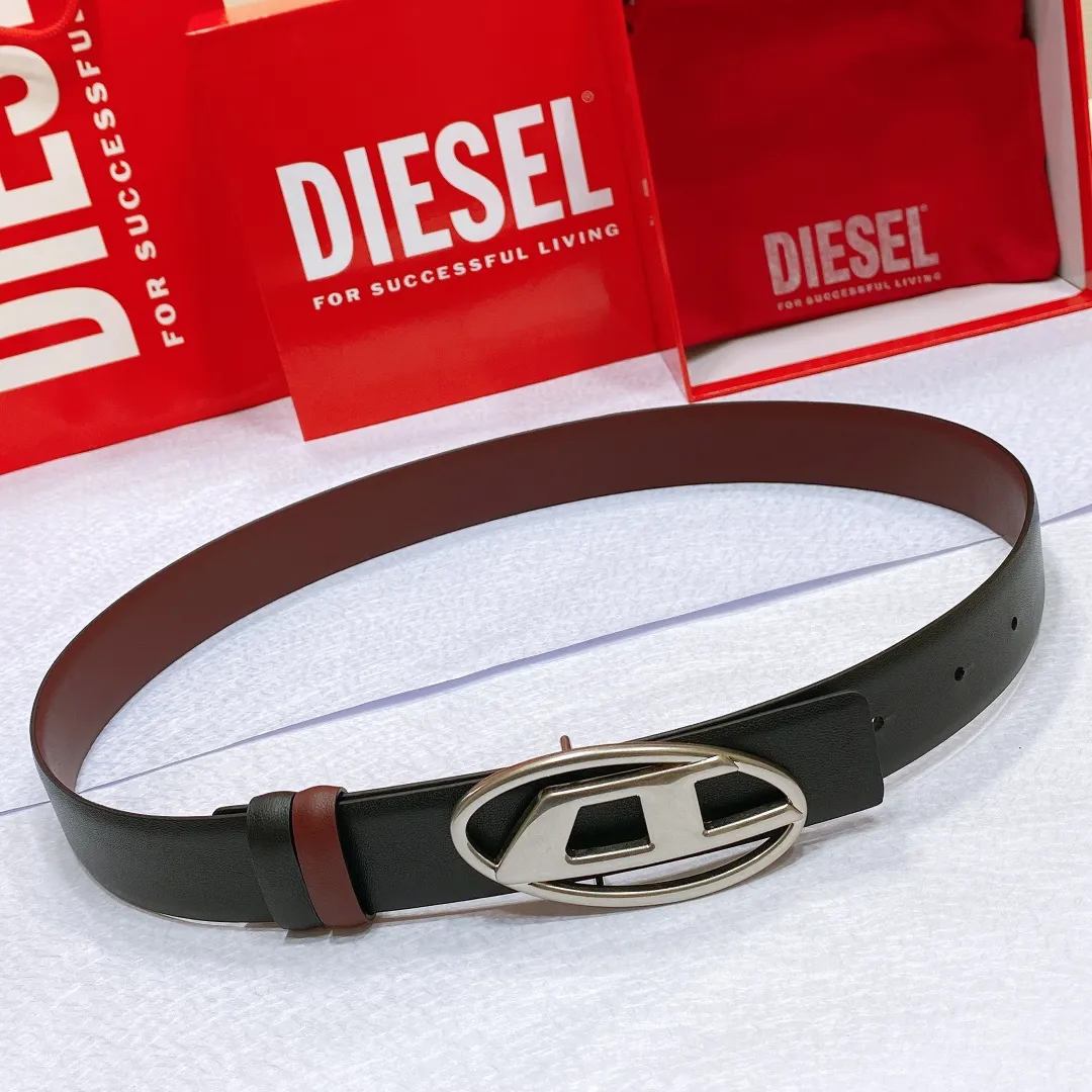 💰480💰Authentic packaging💰 💍Purchasing-grade Diesel leather, retro silver buckle, popular trendy brand, width 3.0cm, double-sided