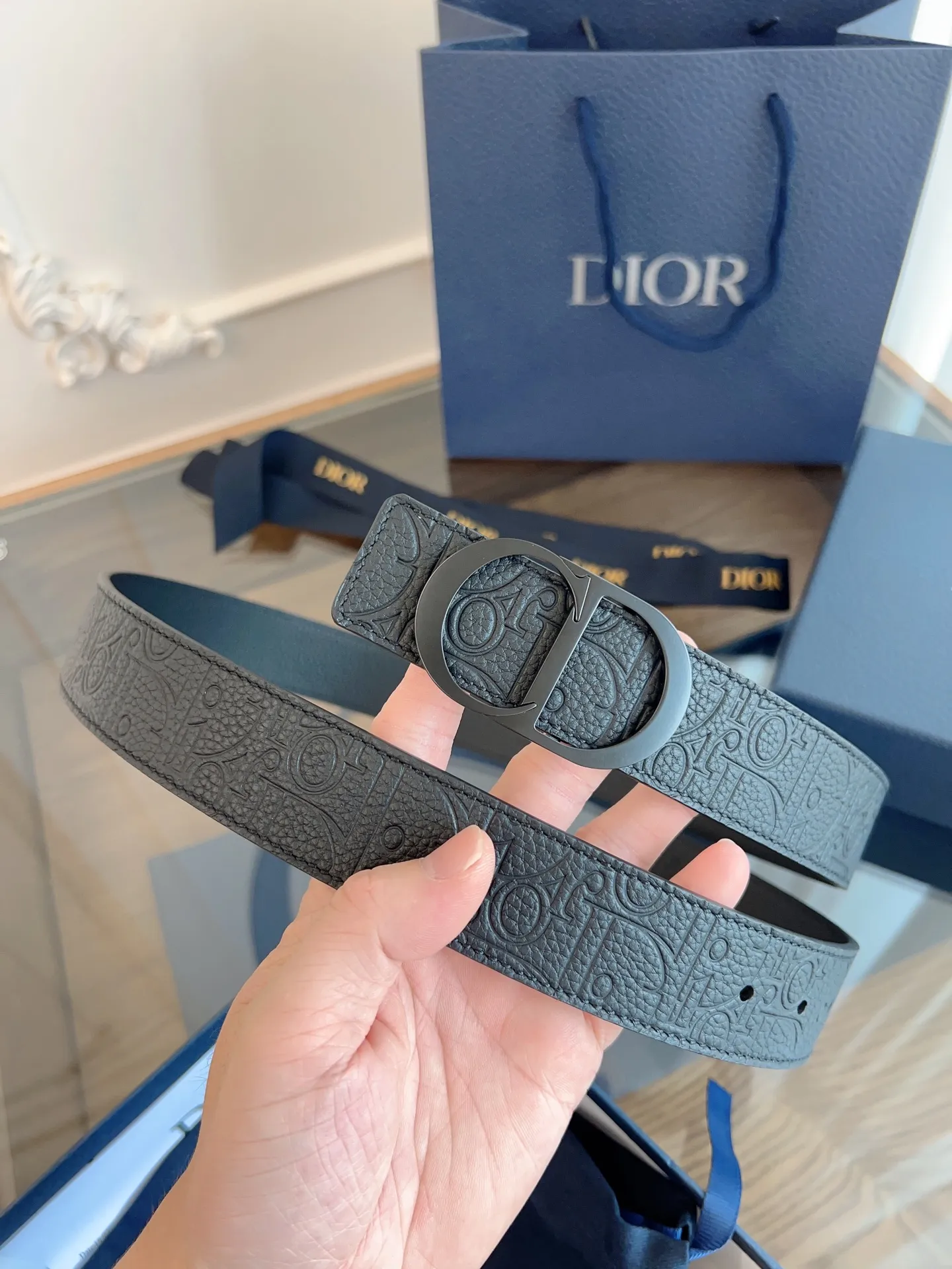 💰480💰Full package💰 💍Purchase-grade "DIOR" Dior/enhanced version🇫🇷French original leather, black/embossed full leather. The quality is beyond doubt. There is no better, only the best. Size 3.5 cm