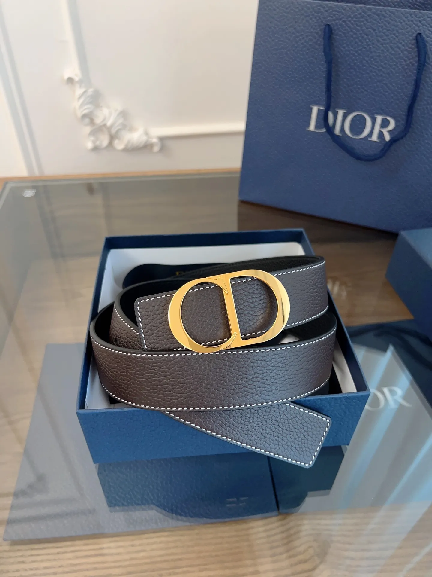 💰480💰Full package💰 💍Purchase-grade "DIOR" Dior/enhanced version🇫🇷French original leather, brown/black full leather. There is no doubt about the quality. There is no better, only the best. Size 3.5 cm