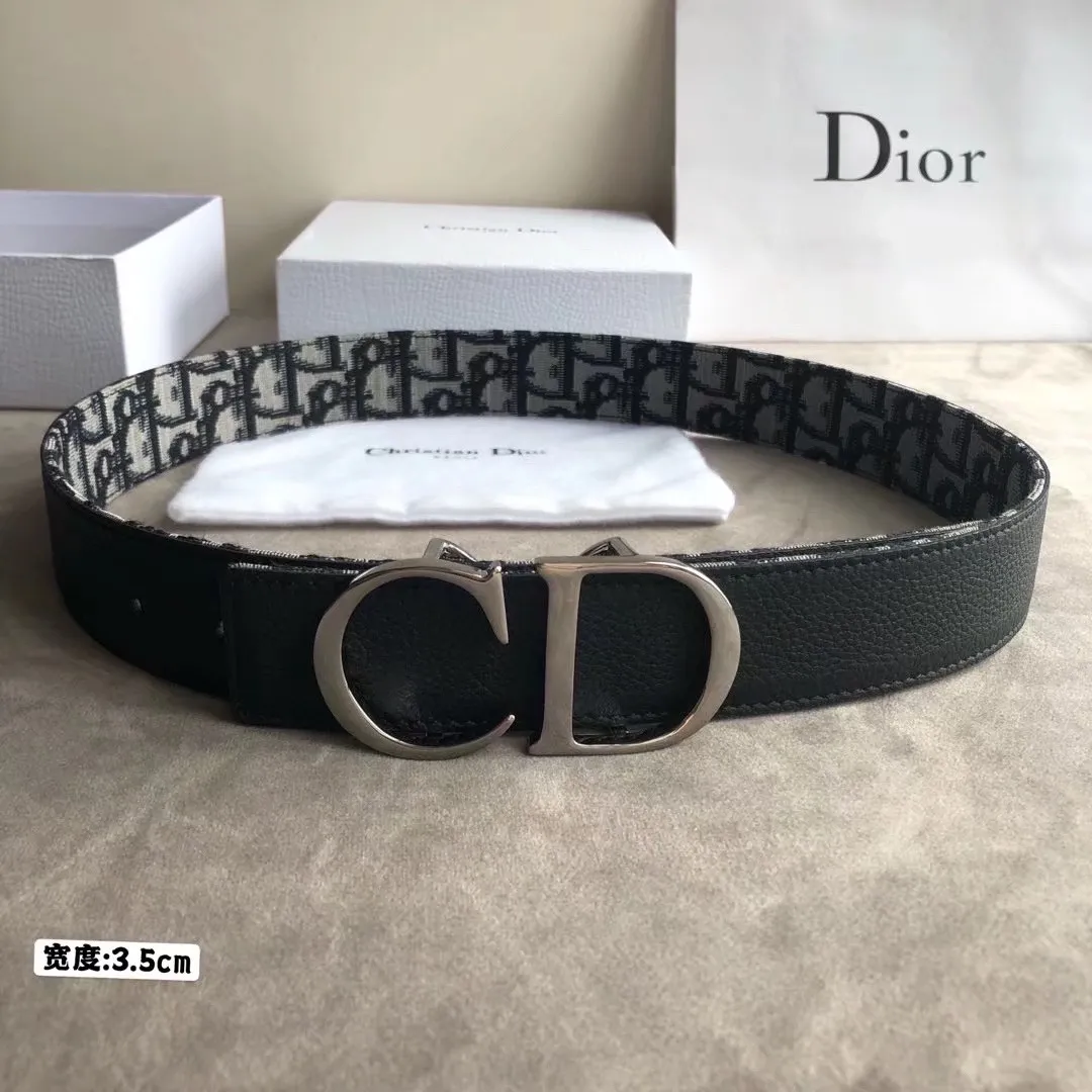💰460💰Full package💰 💍Purchase level Dior⚡️🌹Width 3.5cm black and beige DIOR OBLIQUE print and black cowhide lychee double-sided external use⚡️🌹Removable metal-coated CD engraved buckle, unisex fashion not to be missed! high quality