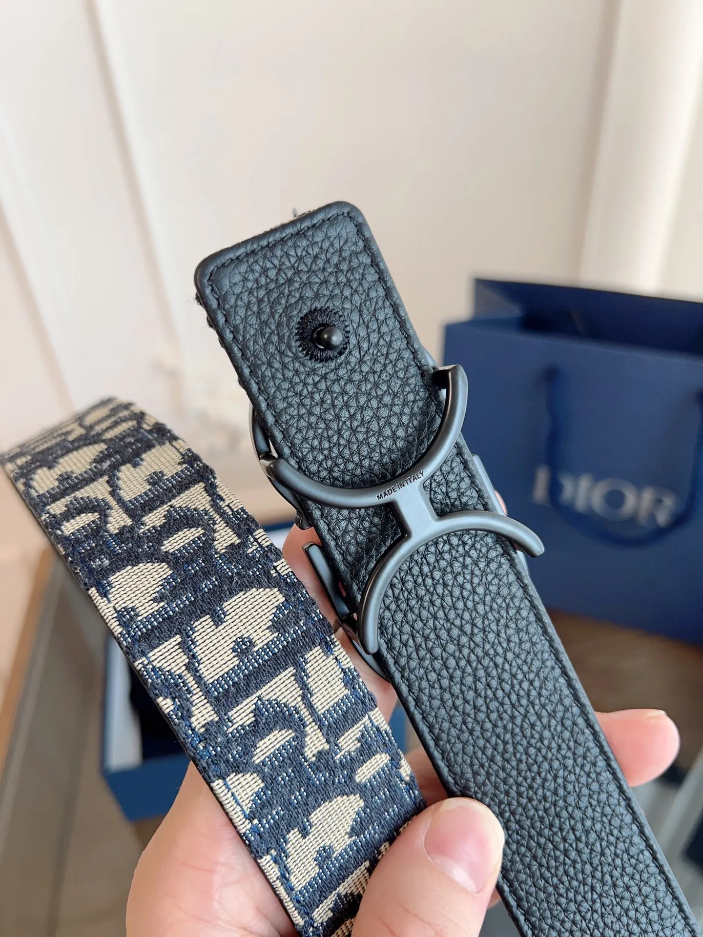 💰480💰Full package💰 💍Purchase-grade "DIOR" Dior/enhanced version🇫🇷French original leather, Oblique blue cloth/black cowhide. The quality is beyond doubt. There is no better, only the best. Size 3.5 cm