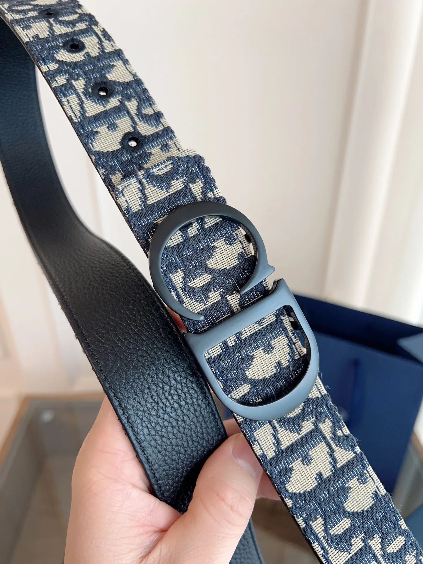 💰480💰Full package💰 💍Purchase-grade "DIOR" Dior/enhanced version🇫🇷French original leather, Oblique blue cloth/black cowhide. The quality is beyond doubt. There is no better, only the best. Size 3.5 cm