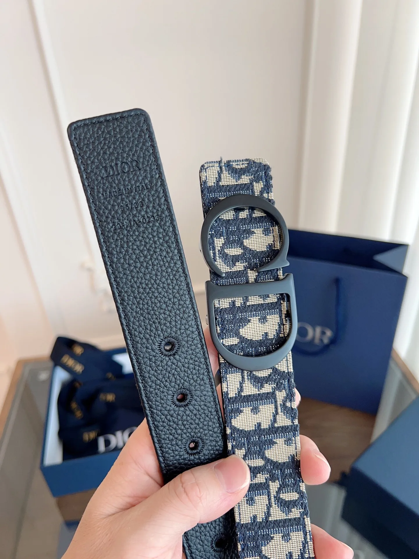 💰480💰Full package💰 💍Purchase-grade "DIOR" Dior/enhanced version🇫🇷French original leather, Oblique blue cloth/black cowhide. The quality is beyond doubt. There is no better, only the best. Size 3.5 cm