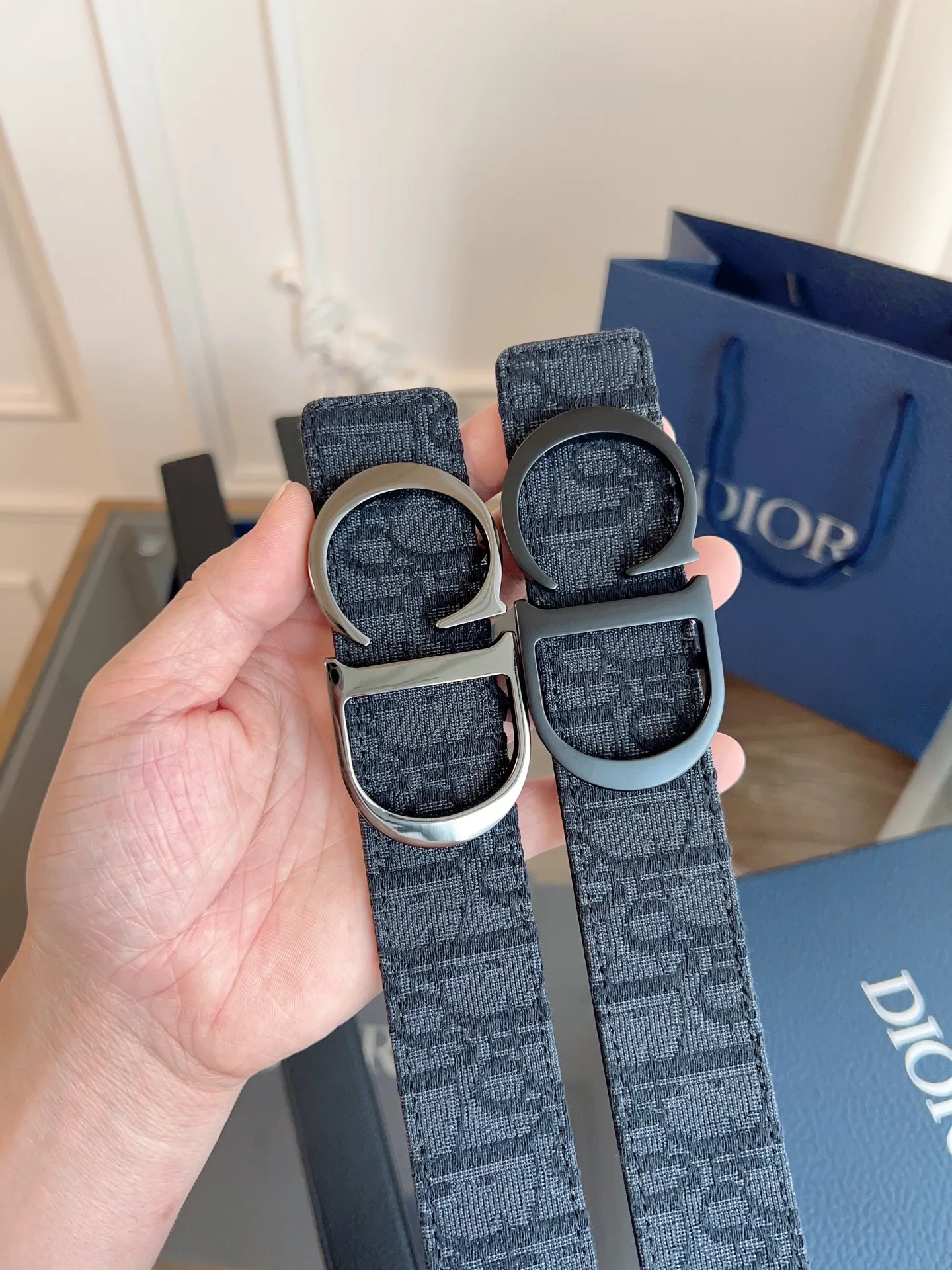 💰480💰Full package💰 💍Purchase-grade "DIOR" Dior/enhanced version🇫🇷French original leather, Oblique black cloth/black cowhide. The quality is beyond doubt. There is no better, only the best. Size 3.5 cm