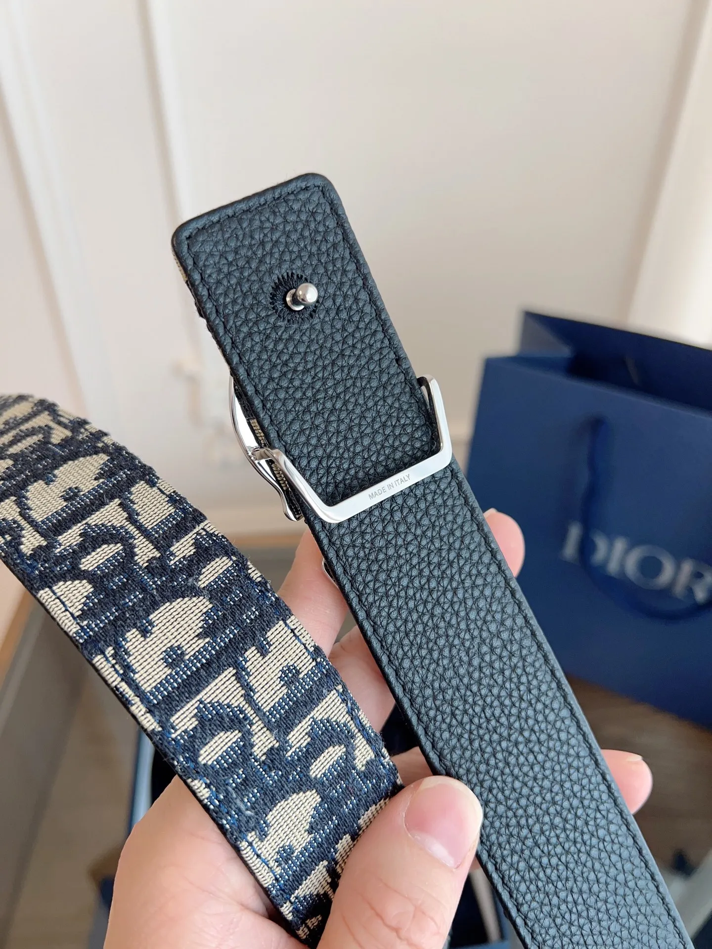💰480💰Full package💰 💍Purchase-grade "DIOR" Dior/enhanced version🇫🇷French original leather, Oblique blue cloth/black cowhide. The quality is beyond doubt. There is no better, only the best. Size 3.5 cm