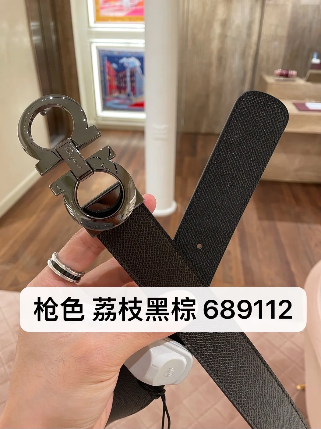 💰760💰 Guoxian Ferragamo men's belt, gun color black brown, double-sided, can be cut freely, the size is more suitable, accessories 🈶box, dust bag, handbag
