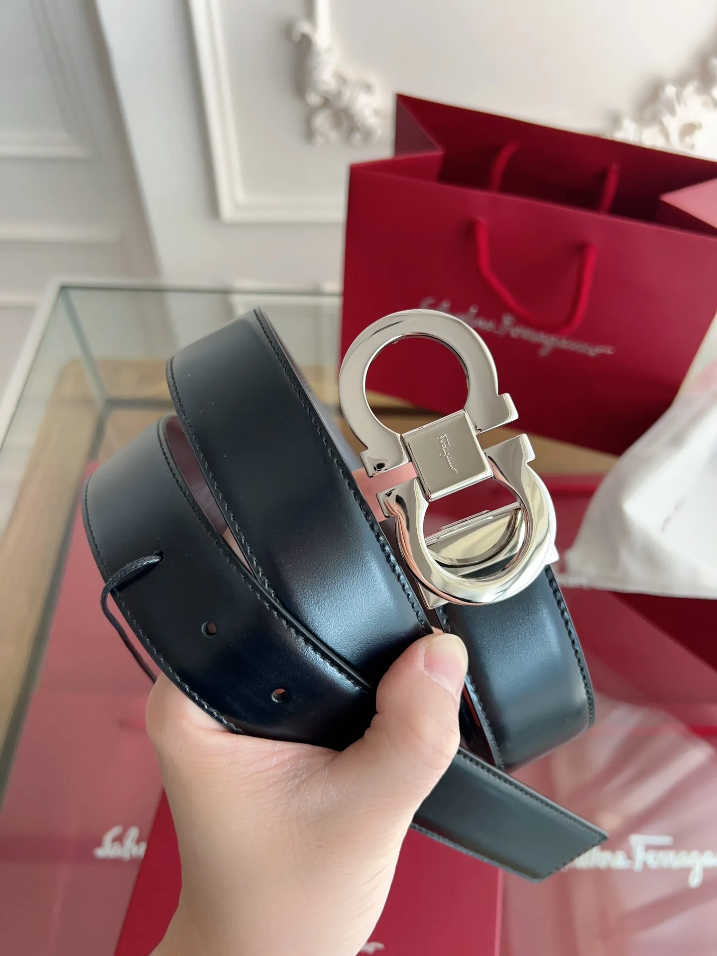 💰480💰Full package💰 💍Purchasing-grade Ferragamo 3.5cm⚡️🌹Original leather. Precision brass hardware upgraded version nfc chip, genuine factory IP plating! Original match