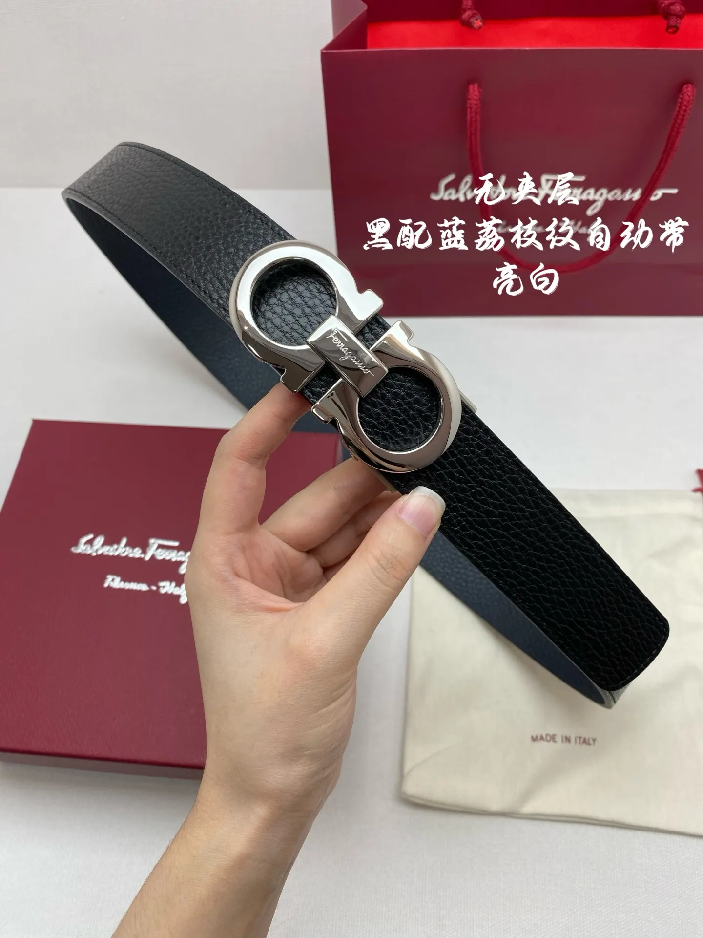 💰520💰Full package💰 💍Purchasing-grade Ferragamo men's automatic belt - imported unlaminated first-layer cowhide, width 34MM, 316 fine steel buckle, exquisitely crafted, soft to the touch, can be cut