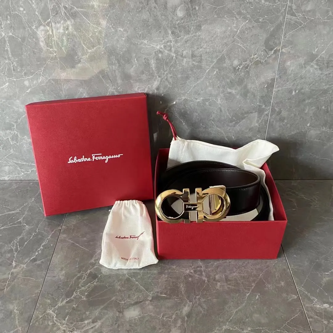 💰760💰 Guoxian Ferragamo men's belt, gun color black brown, double-sided, can be cut freely, the size is more suitable, accessories 🈶box, dust bag, handbag