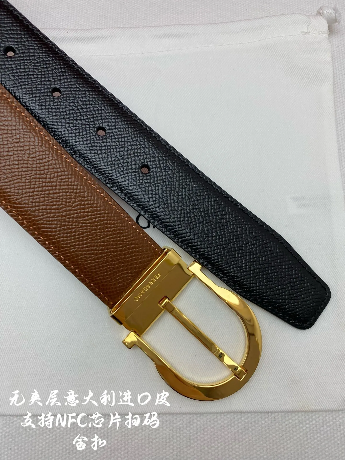 💰480💰Full package💰 💍Purchasing-grade Ferragamo⚡️🌹NFC chip scan model Genuine size 3.5cm Italian imported first-layer cowhide