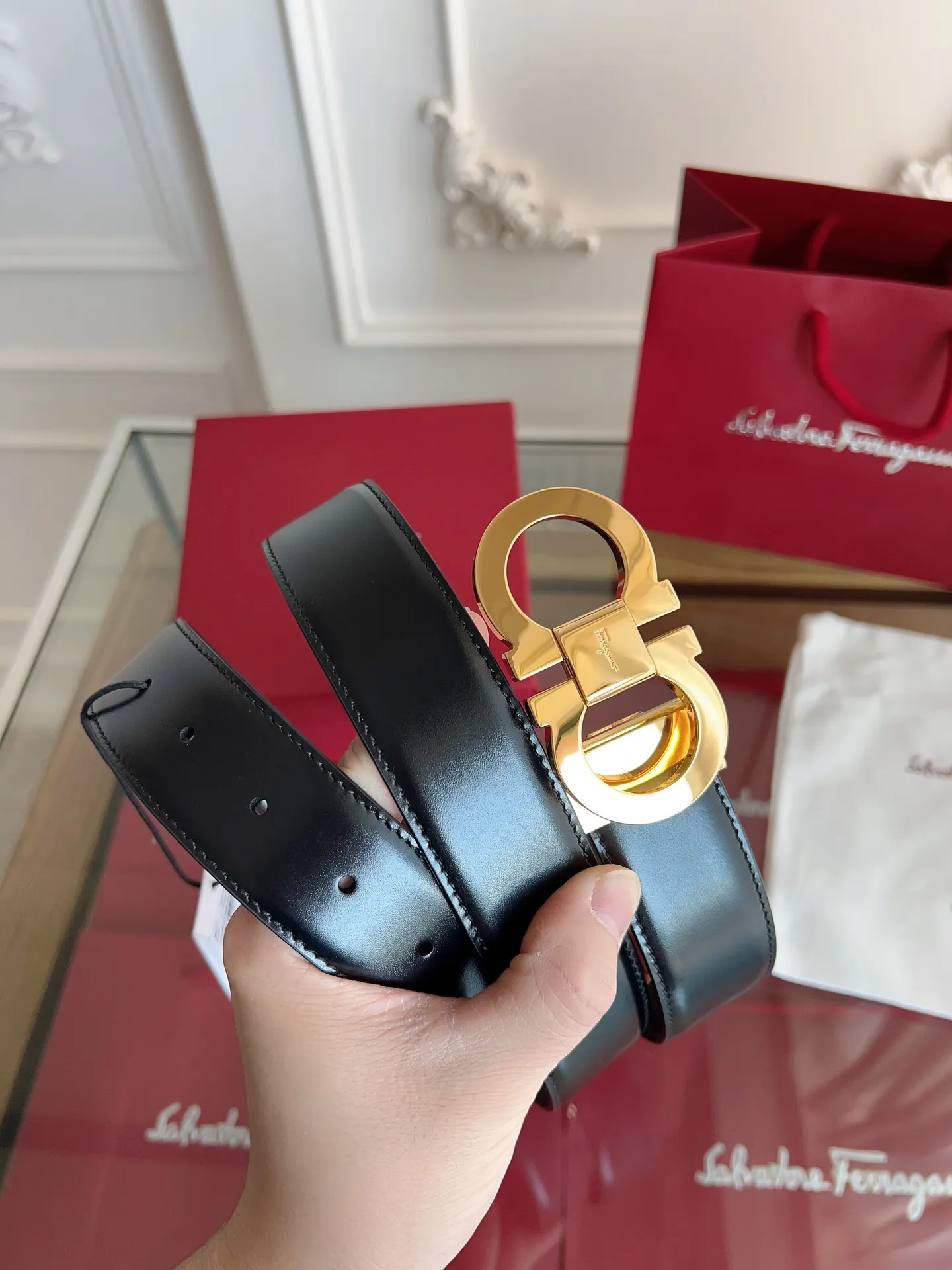 💰480💰Full package💰 💍Purchasing-grade Ferragamo 3.5cm⚡️🌹Original leather. Precision brass hardware upgraded version nfc chip, genuine factory IP plating! Original match