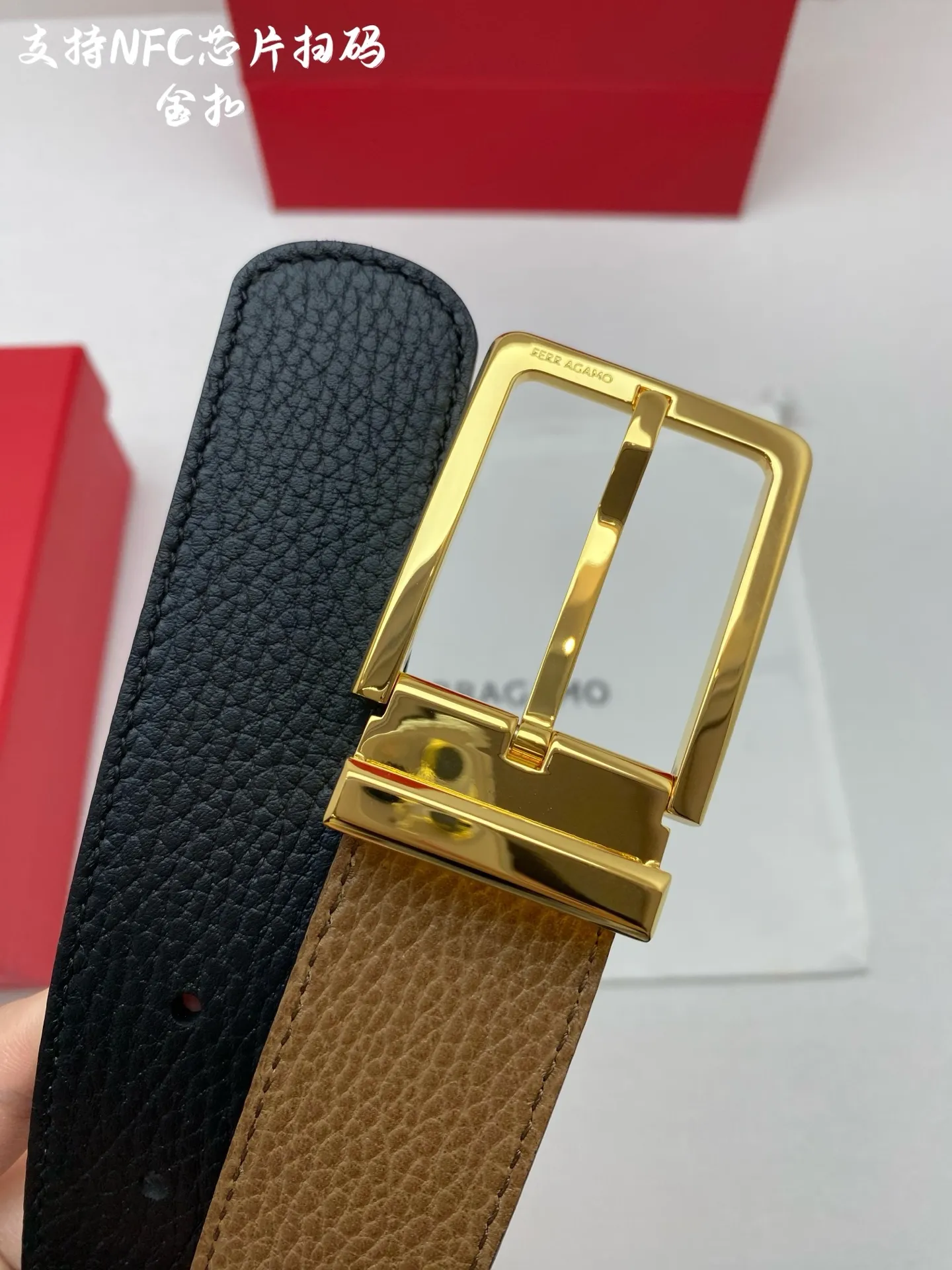 💰480💰Full package💰 💍Purchasing-grade Ferragamo⚡️🌹NFC chip scan model Genuine size 3.5cm Italian imported first-layer cowhide
