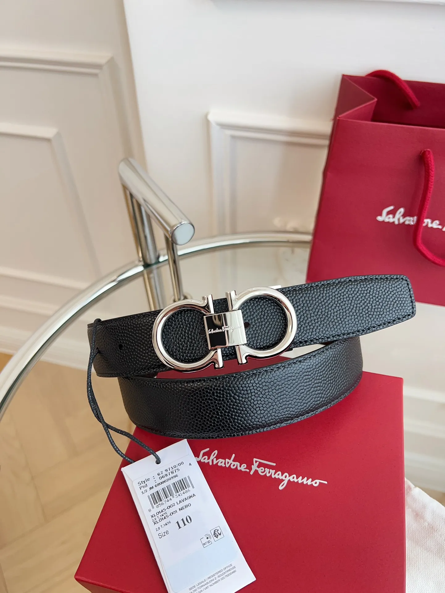 💰440💰Full package💰 💍Purchasing-grade Ferragamo 3.5cm original leather. Precision brass hardware, genuine factory IP plating! Original match