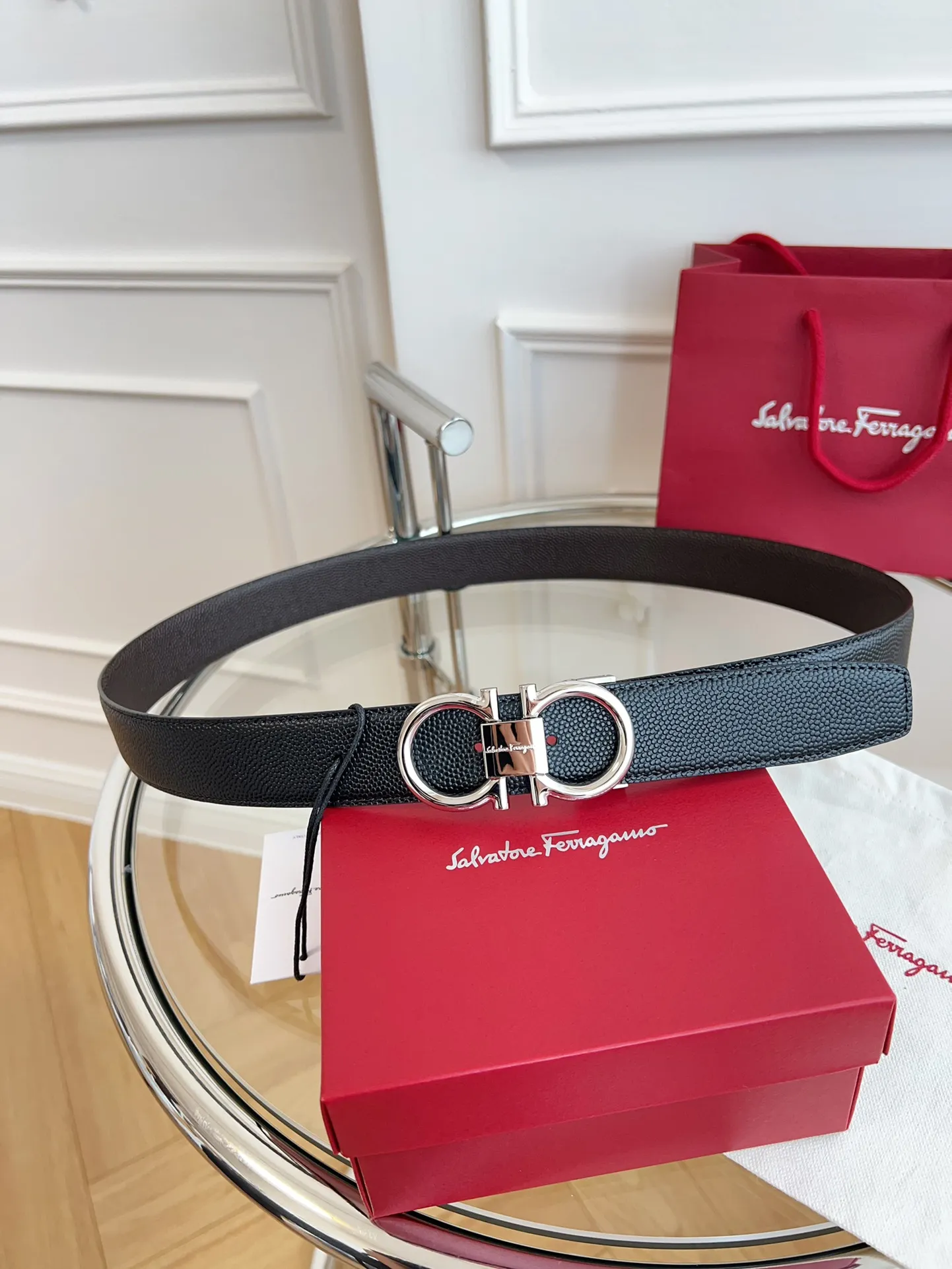 💰440💰Full package💰 💍Purchasing-grade Ferragamo 3.5cm original leather. Precision brass hardware, genuine factory IP plating! Original match