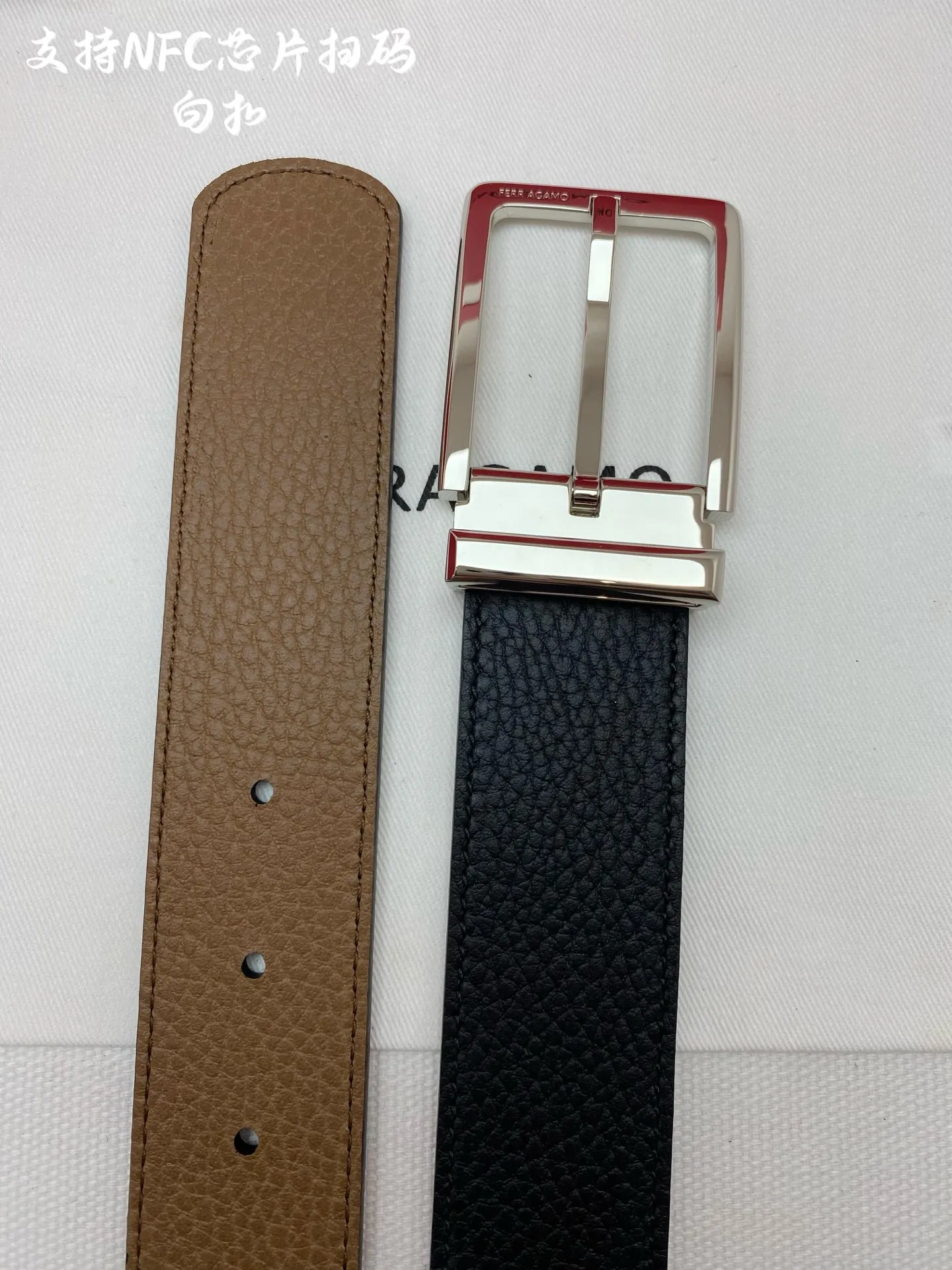 💰480💰Full package💰 💍Purchasing-grade Ferragamo⚡️🌹NFC chip scan model Genuine size 3.5cm Italian imported first-layer cowhide
