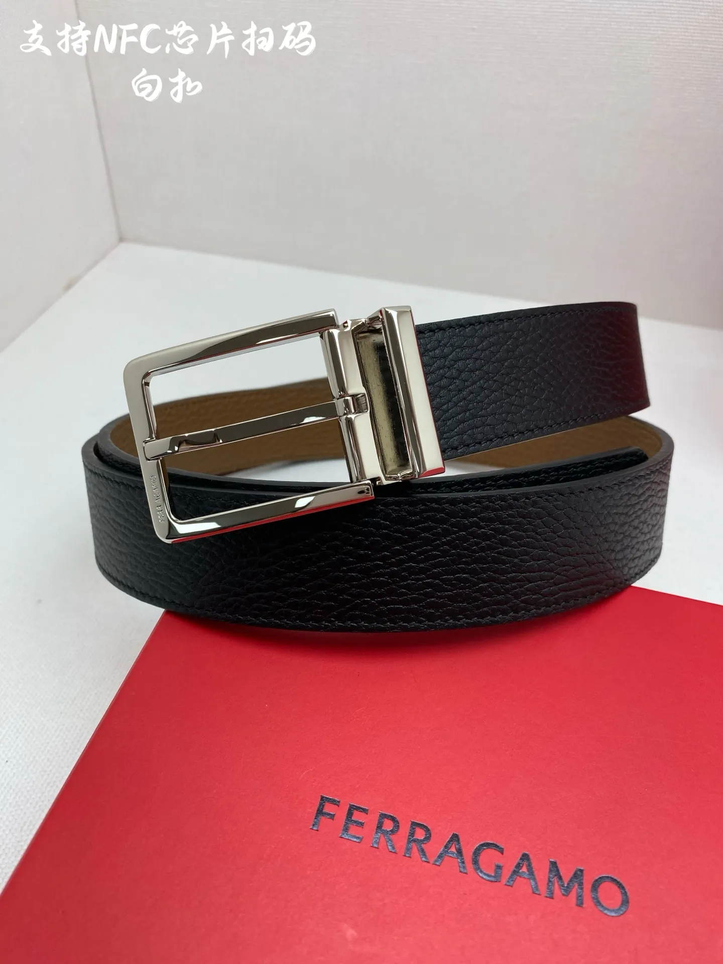 💰480💰Full package💰 💍Purchasing-grade Ferragamo⚡️🌹NFC chip scan model Genuine size 3.5cm Italian imported first-layer cowhide