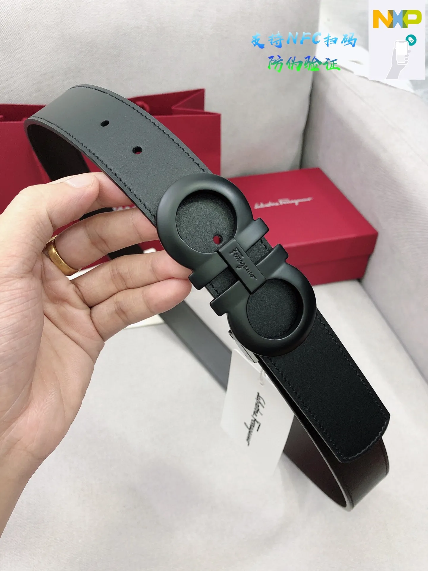 💰440💰Full set of packaging💰 💍Purchase level Ferragamo official website is updated simultaneously, special channel genuine factory OEM, supports NFC scan code verification. Business fashion and versatile, width 3.5cm