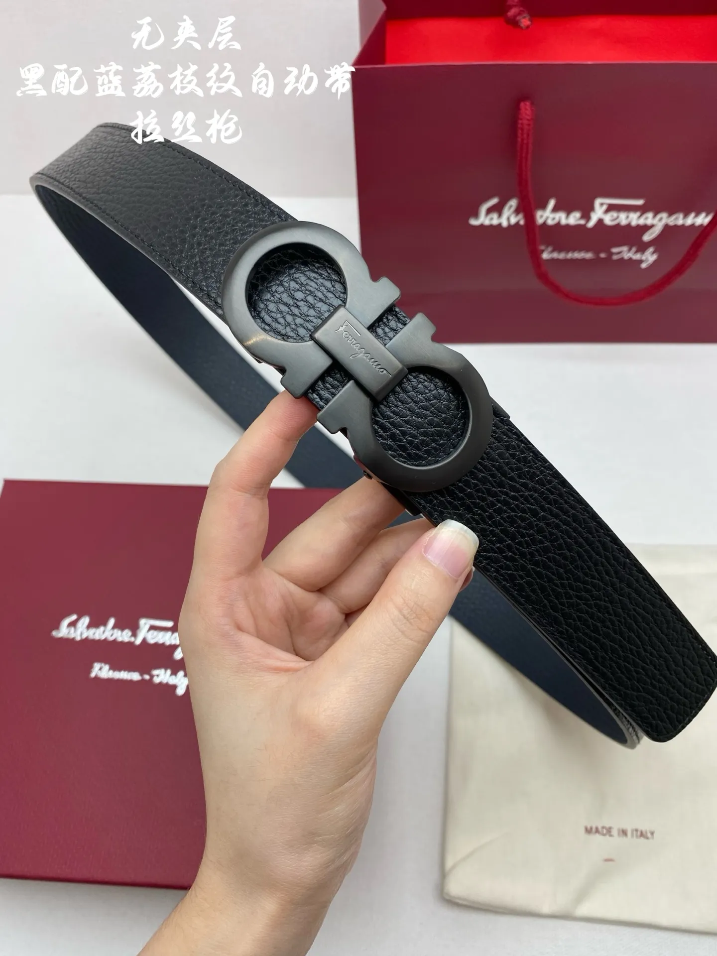 💰520💰Full package💰 💍Purchasing-grade Ferragamo men's automatic belt - imported unlaminated first-layer cowhide, width 34MM, 316 fine steel buckle, exquisitely crafted, soft to the touch, can be cut