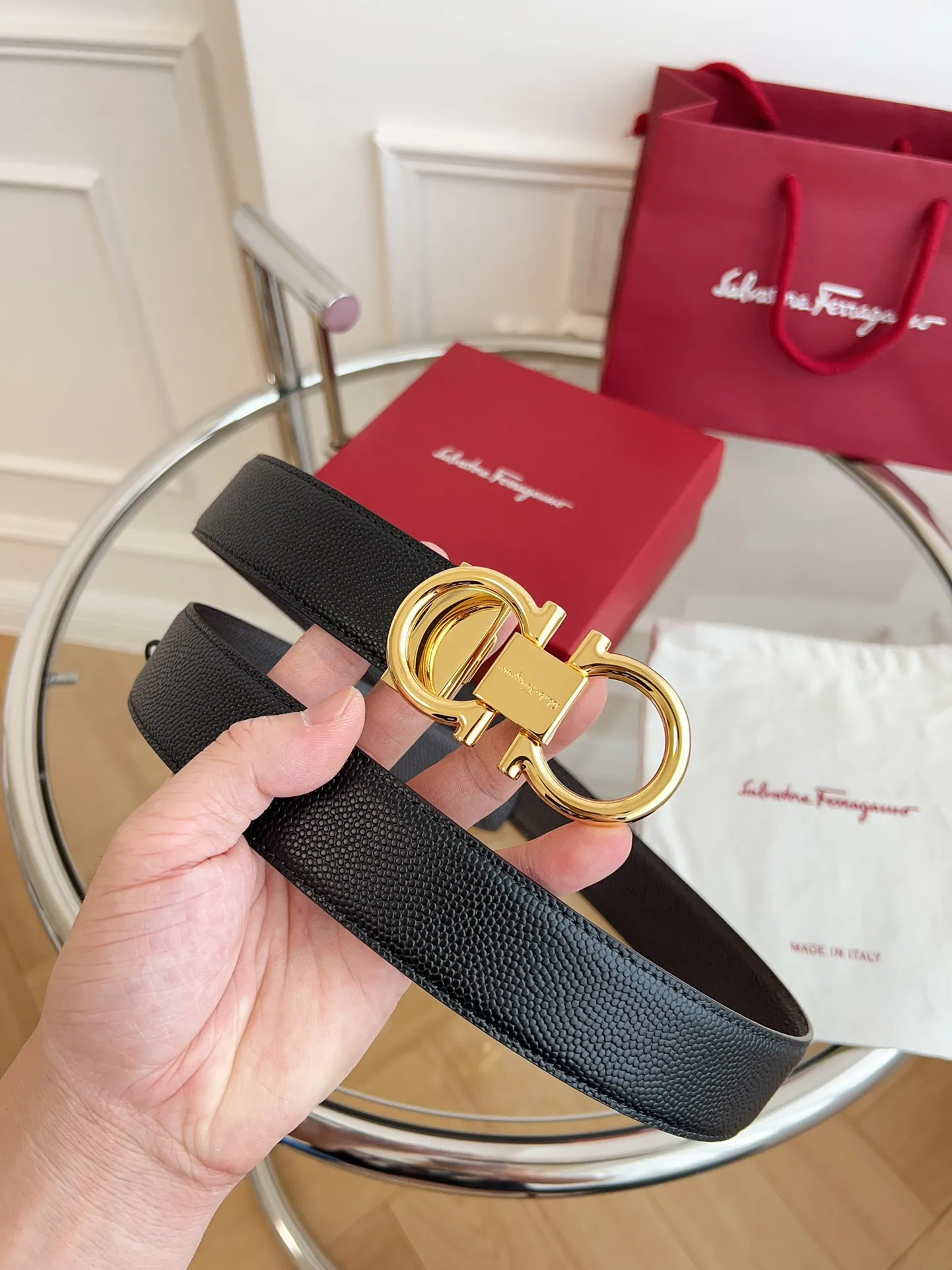 💰440💰Full package💰 💍Purchasing-grade Ferragamo 3.5cm original leather. Precision brass hardware, genuine factory IP plating! Original match