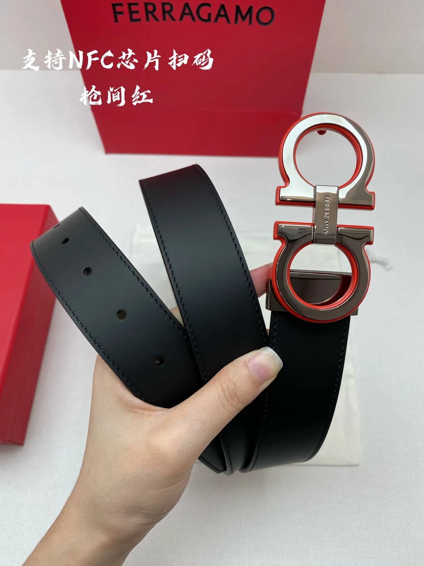 💰460💰Full package💰 💍Purchasing agent Ferragamo⚡️🌹NFC-F3.5cm advanced customized men's belt, double-sided imported cowhide, you can choose and match it by yourself. Real materials, very textured, fashionable and classic without losing style, can be cut by yourself