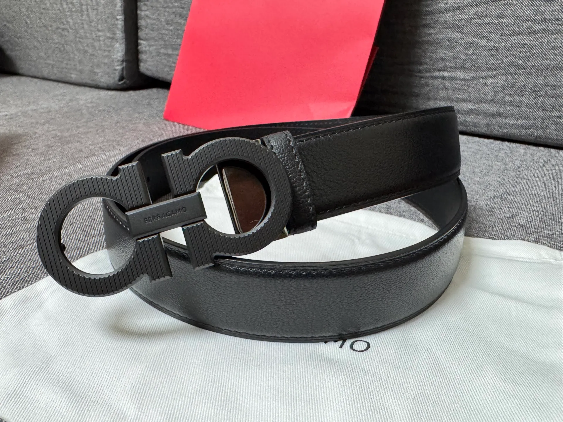💰440💰Full set of packaging💰 💍Purchase level collection of good things—Salvatore Ferragamo men’s 3.5cm exquisite counter new style striped new logo double circle horseshoe metal buckle, first-layer cowhide double-sided versatile and atmospheric item