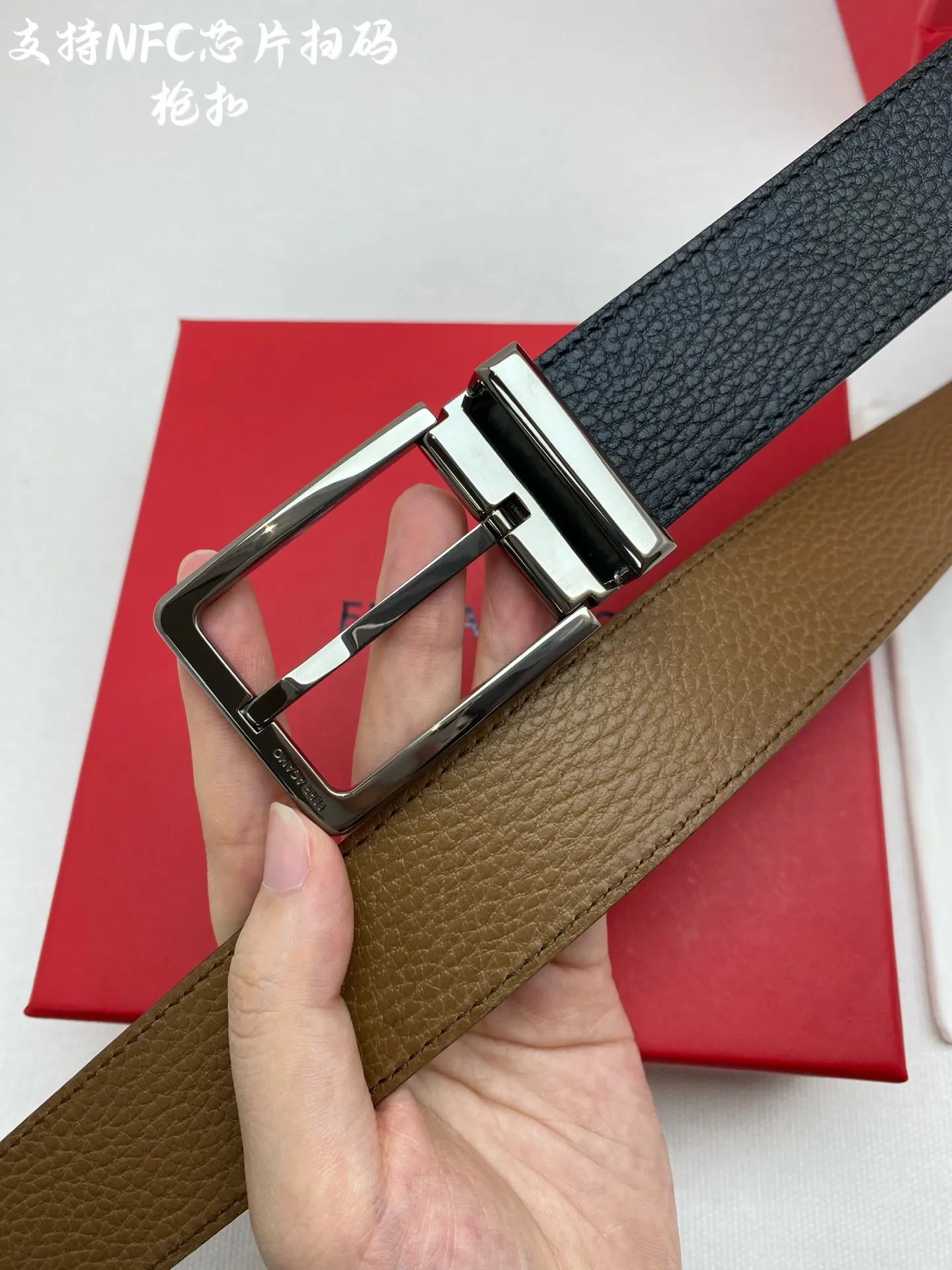 💰480💰Full package💰 💍Purchasing-grade Ferragamo⚡️🌹NFC chip scan model Genuine size 3.5cm Italian imported first-layer cowhide