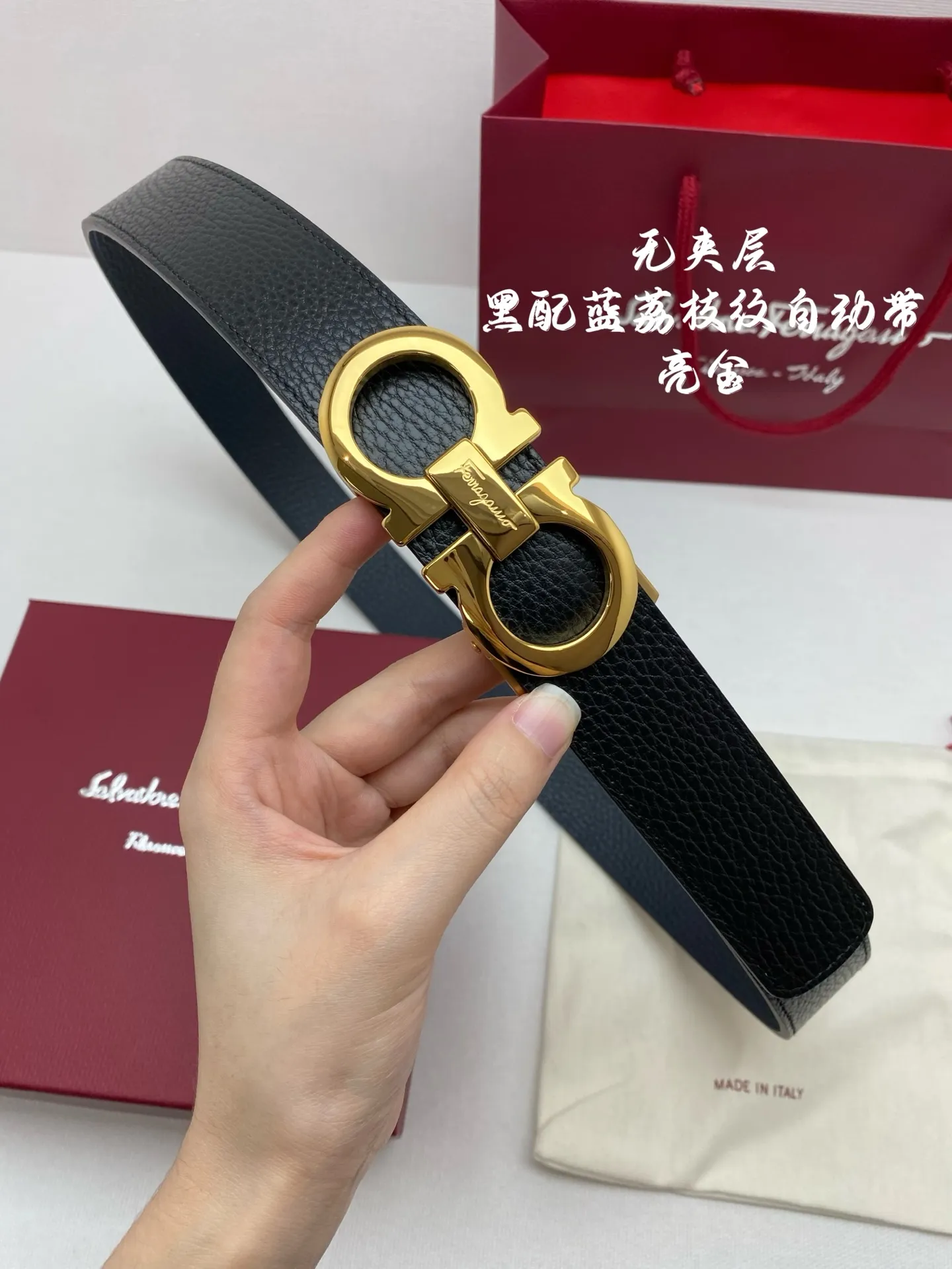 💰520💰Full package💰 💍Purchasing-grade Ferragamo men's automatic belt - imported unlaminated first-layer cowhide, width 34MM, 316 fine steel buckle, exquisitely crafted, soft to the touch, can be cut