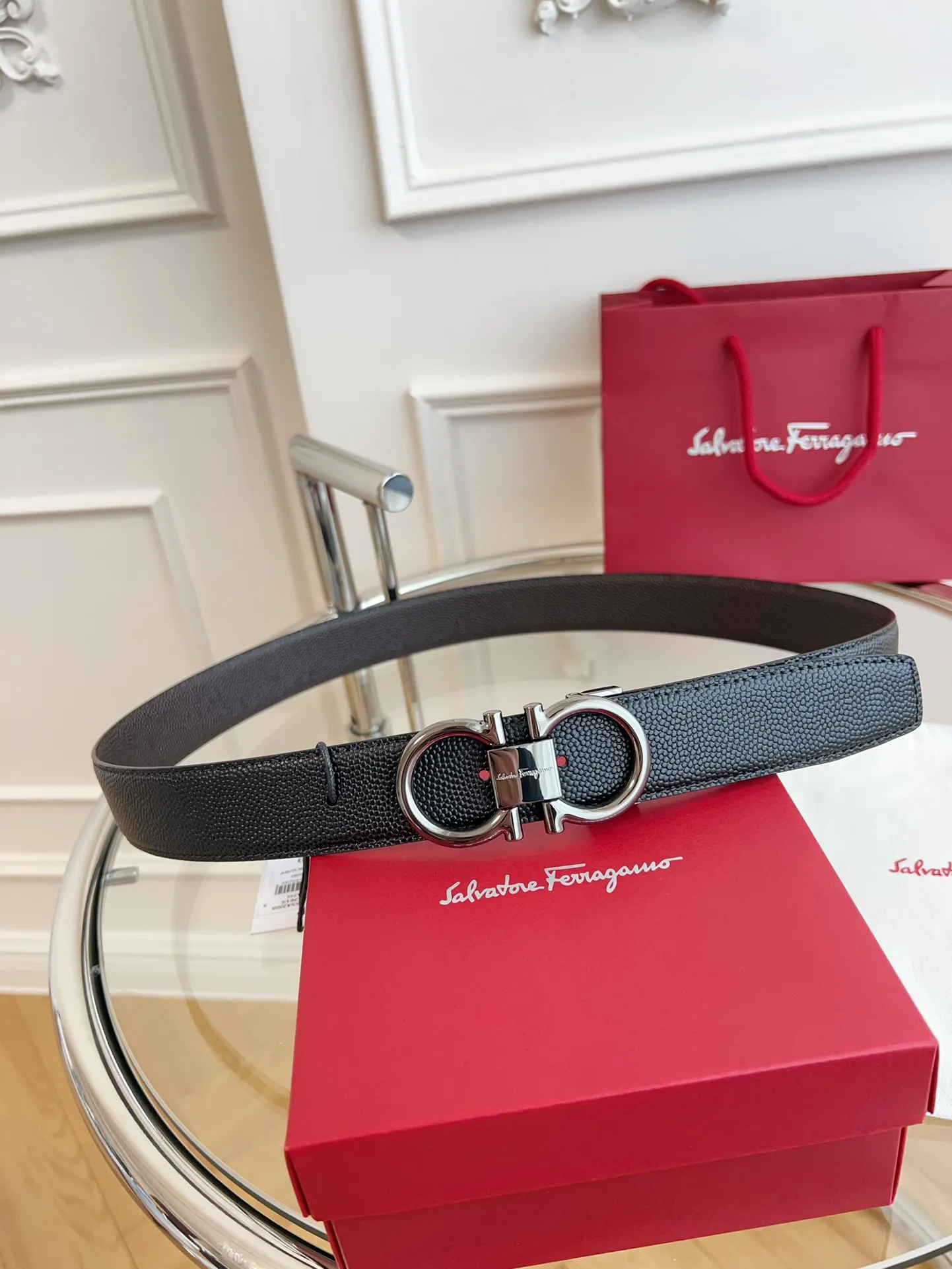 💰440💰Full package💰 💍Purchasing-grade Ferragamo 3.5cm original leather. Precision brass hardware, genuine factory IP plating! Original match