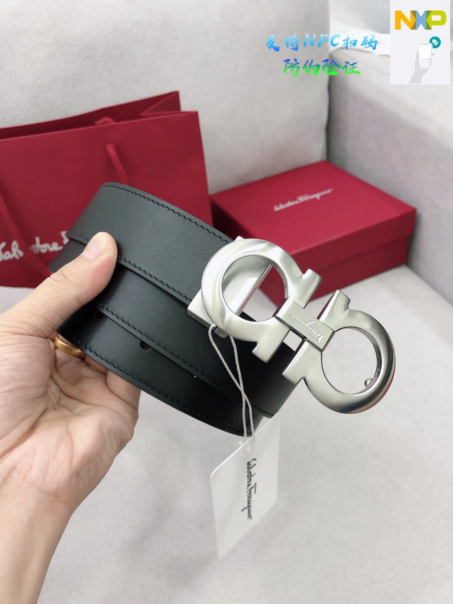 💰440💰Full set of packaging💰 💍Purchase level Ferragamo official website is updated simultaneously, special channel genuine factory OEM, supports NFC scan code verification. Business fashion and versatile, width 3.5cm