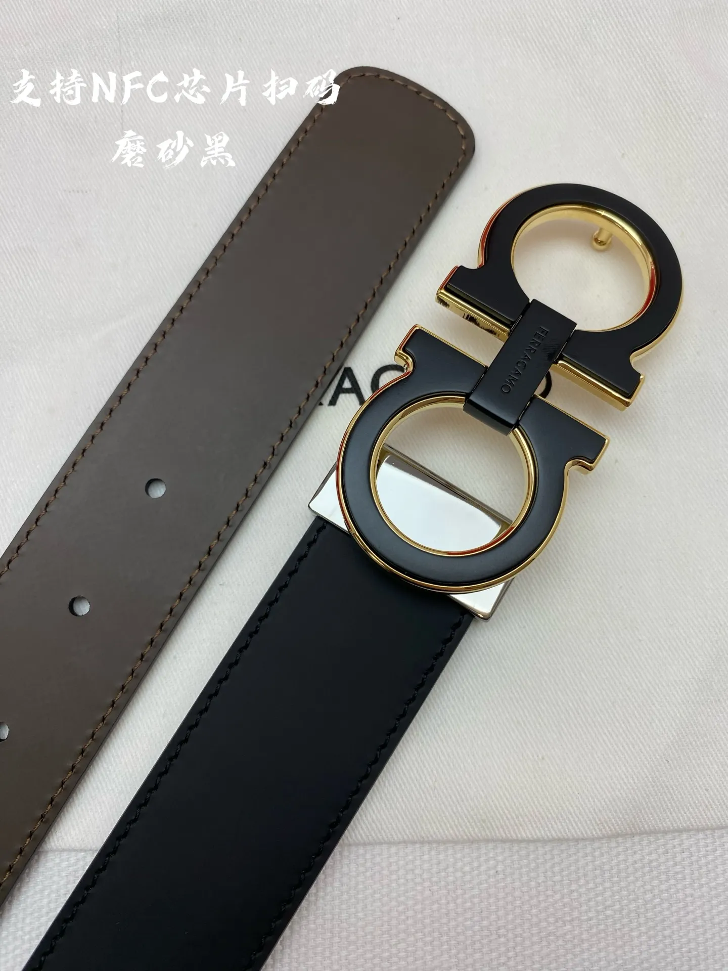 💰460💰Full package💰 💍Purchasing agent Ferragamo⚡️🌹NFC-F3.5cm advanced customized men's belt, double-sided imported cowhide, you can choose and match it by yourself. Real materials, very textured, fashionable and classic without losing style, can be cut by yourself