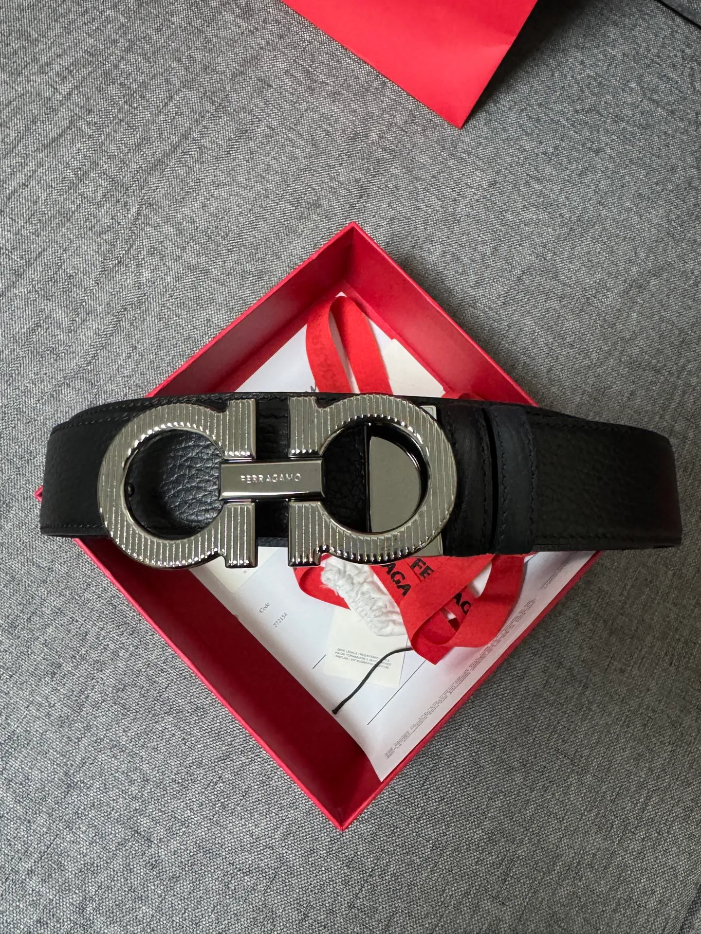 💰440💰Full set of packaging💰 💍Purchase level collection of good things—Salvatore Ferragamo men’s 3.5cm exquisite counter new style striped new logo double circle horseshoe metal buckle, first-layer cowhide double-sided versatile and atmospheric item