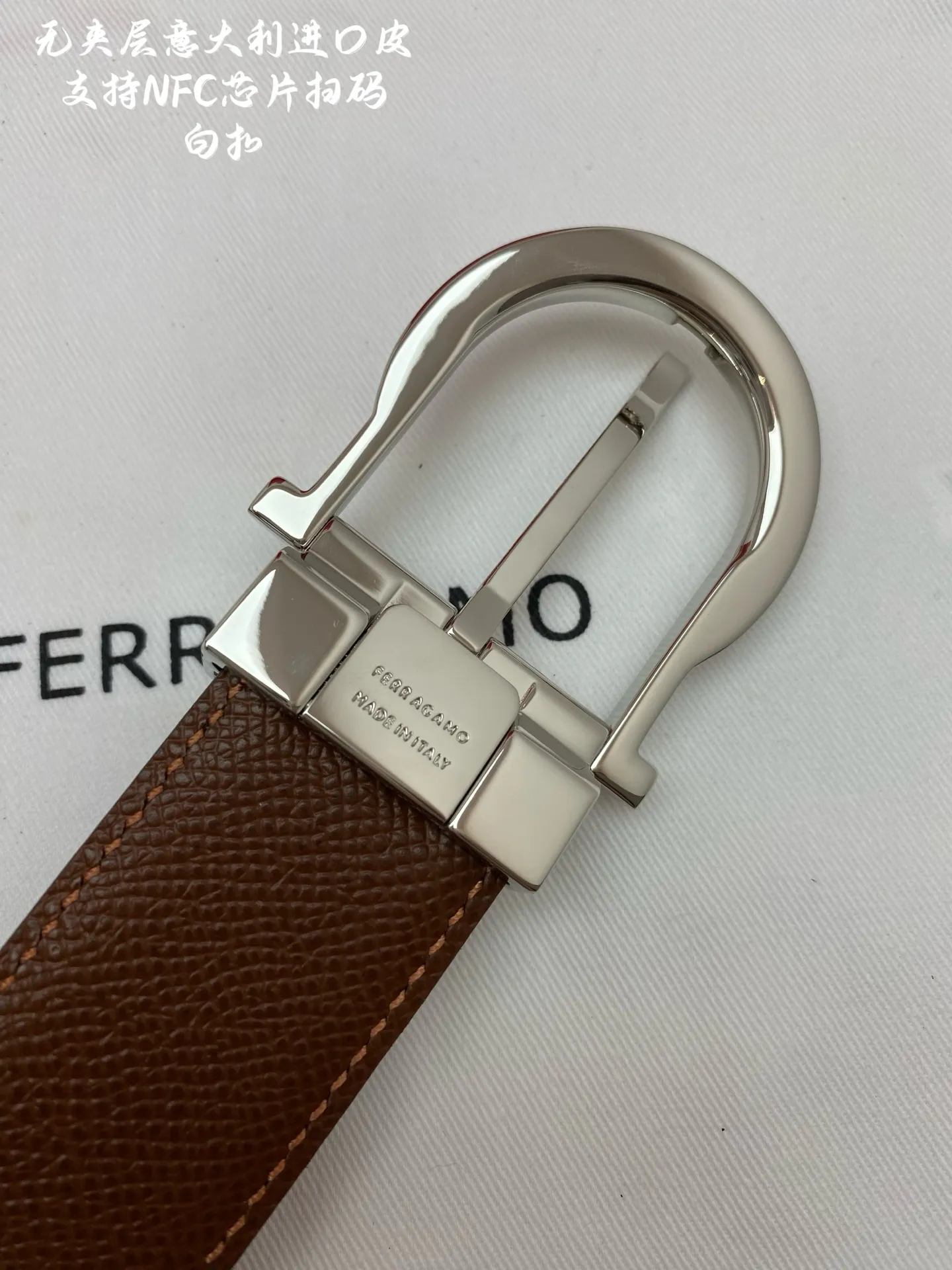 💰480💰Full package💰 💍Purchasing-grade Ferragamo⚡️🌹NFC chip scan model Genuine size 3.5cm Italian imported first-layer cowhide