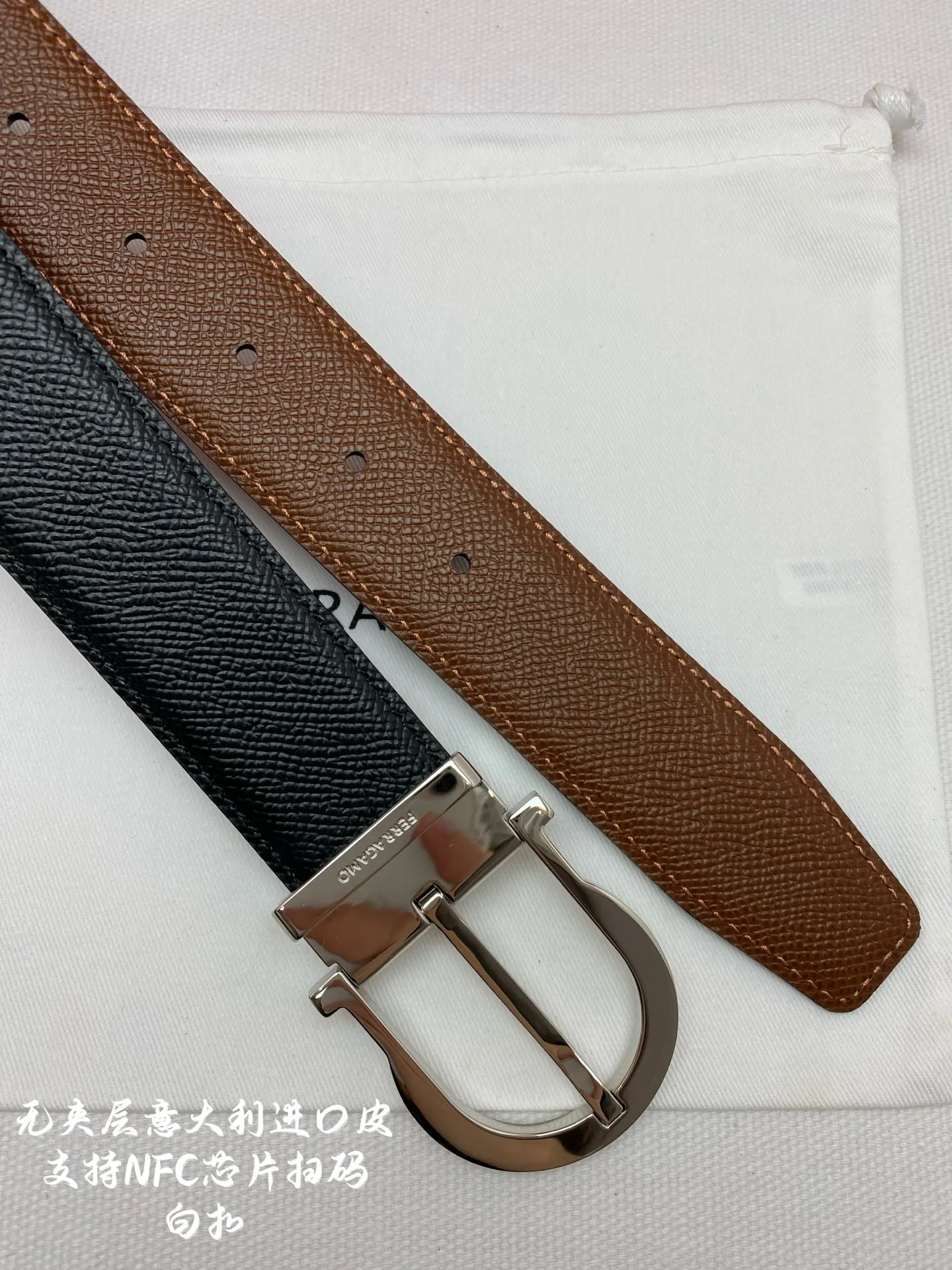 💰480💰Full package💰 💍Purchasing-grade Ferragamo⚡️🌹NFC chip scan model Genuine size 3.5cm Italian imported first-layer cowhide