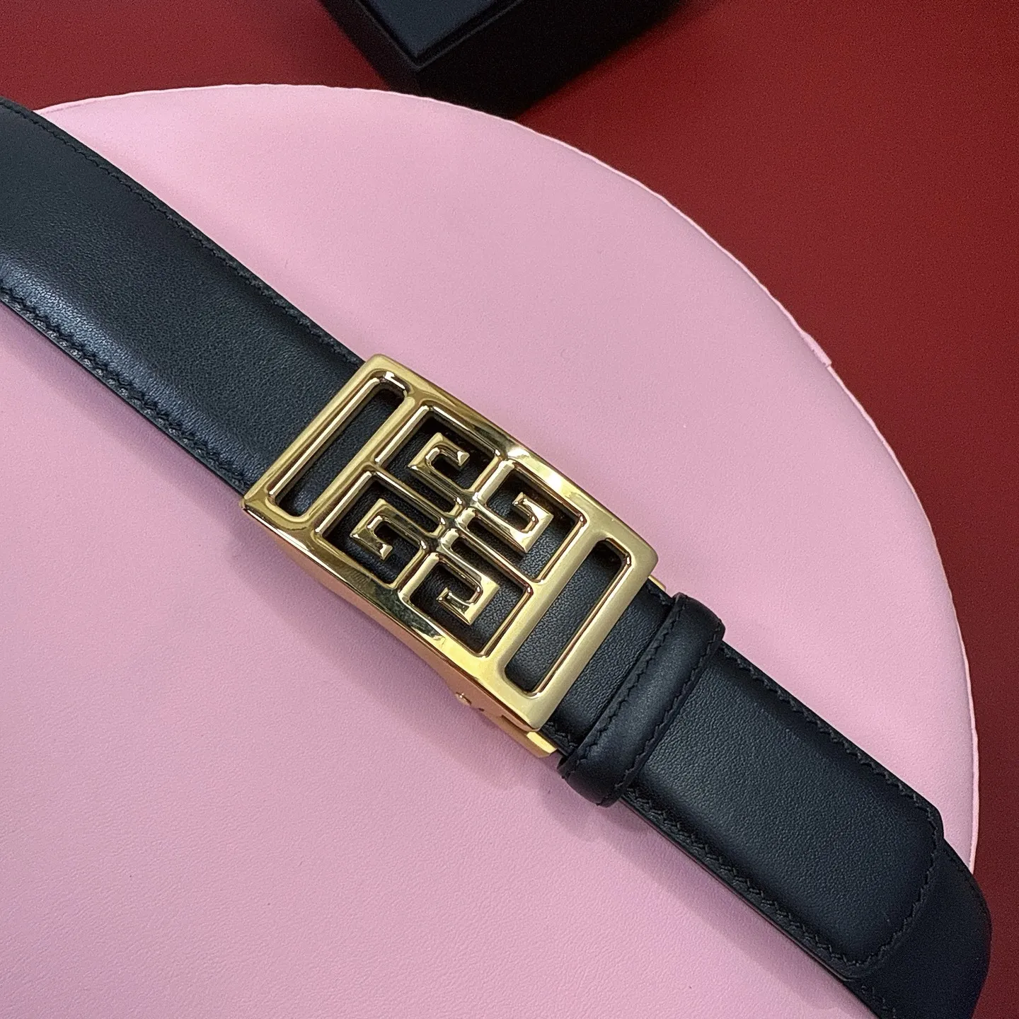 💰460💰Full package💰 💍Purchasing-grade Givenchy calfskin slide-type automatic head belt, stainless steel 3.5cm hollow steel buckle belt.