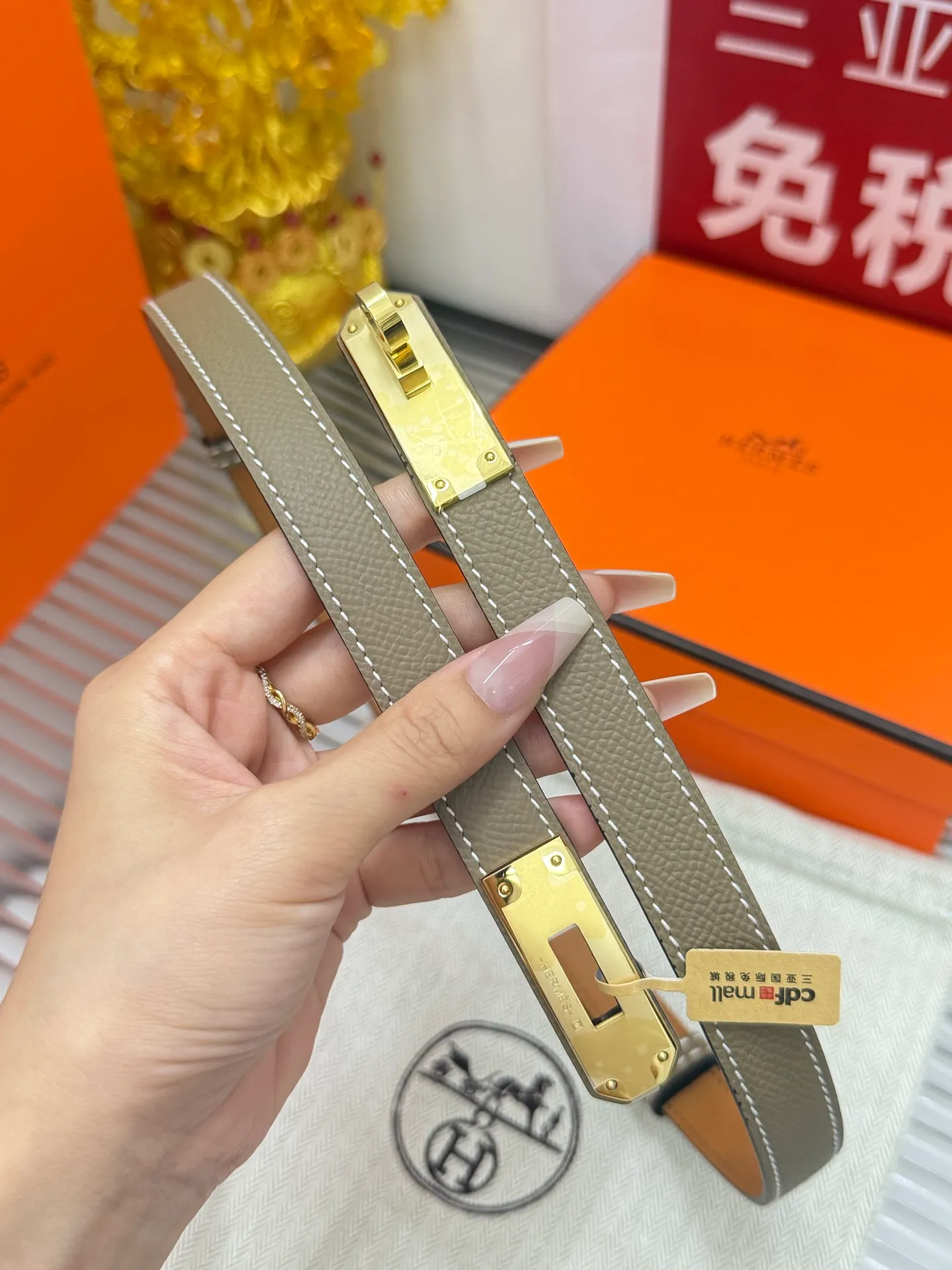 ✅Width: 𝟭.𝟴𝗰𝗺 ❑ Hermès official website small sweet potato 📚classic series Kelly retractable belt/one size shiny high-quality pure copper hardware buckle + original 𝐓𝐎𝐆𝐎 calfskin P480