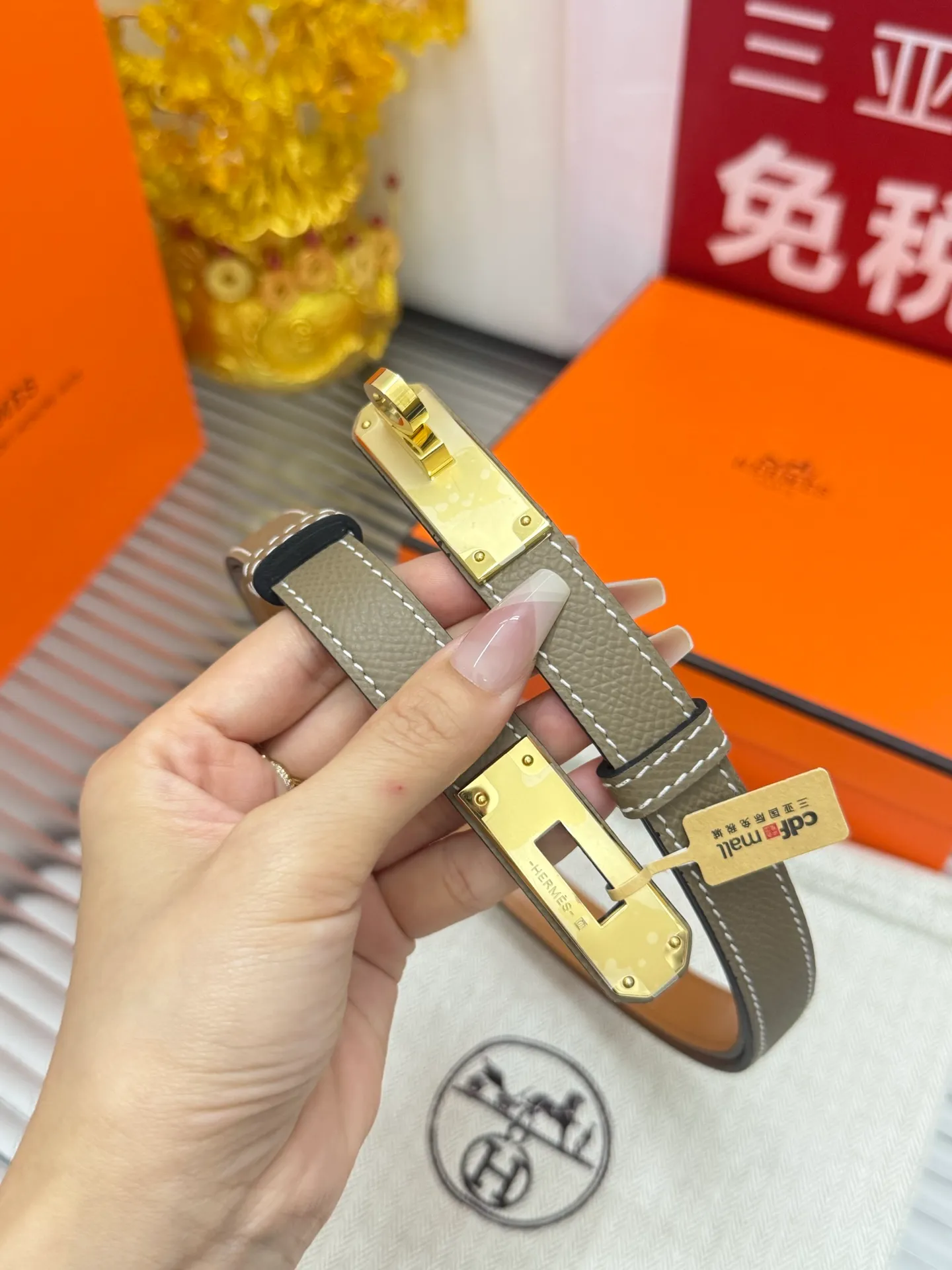 ✅Width: 𝟭.𝟴𝗰𝗺 ❑ Hermès official website small sweet potato 📚classic series Kelly retractable belt/one size shiny high-quality pure copper hardware buckle + original 𝐓𝐎𝐆𝐎 calfskin P480