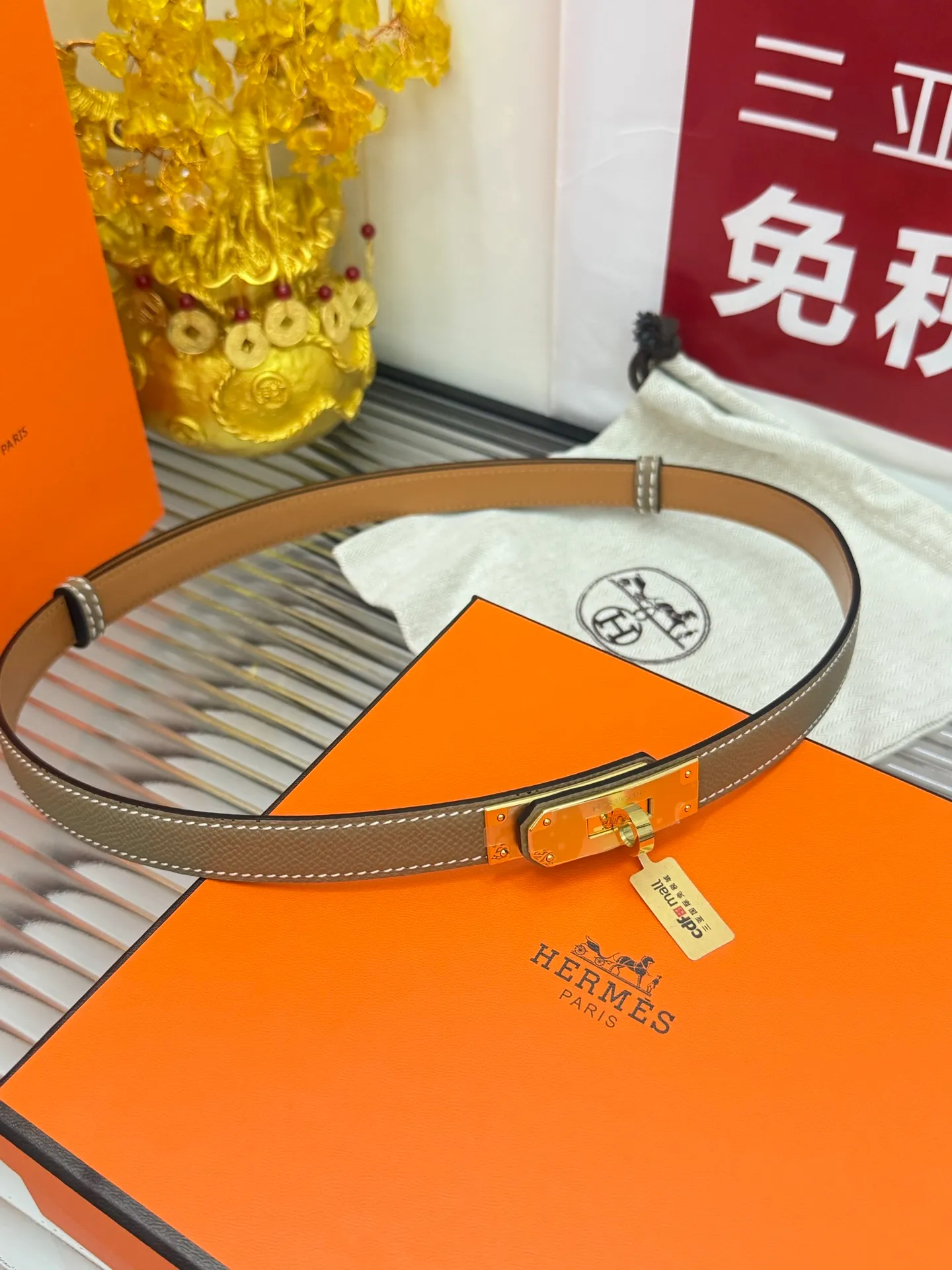✅Width: 𝟭.𝟴𝗰𝗺 ❑ Hermès official website small sweet potato 📚classic series Kelly retractable belt/one size shiny high-quality pure copper hardware buckle + original 𝐓𝐎𝐆𝐎 calfskin P480