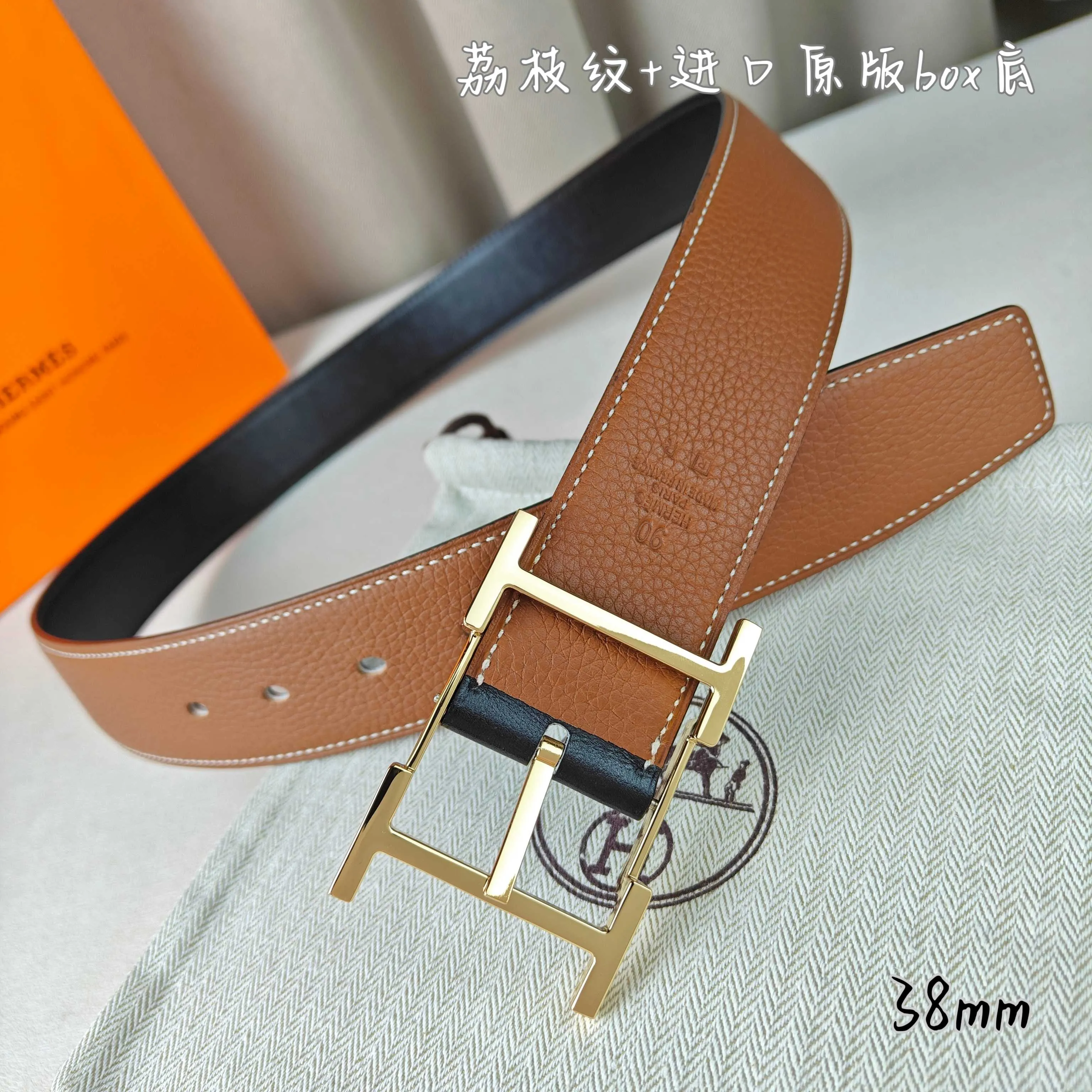 💰520💰Full package💰 💍Purchasing-grade Hermès pin buckle, imported first-layer cowhide, pebbled pattern with imported white heart bottom, 3.8cm wide, with official website boutique pin buckle