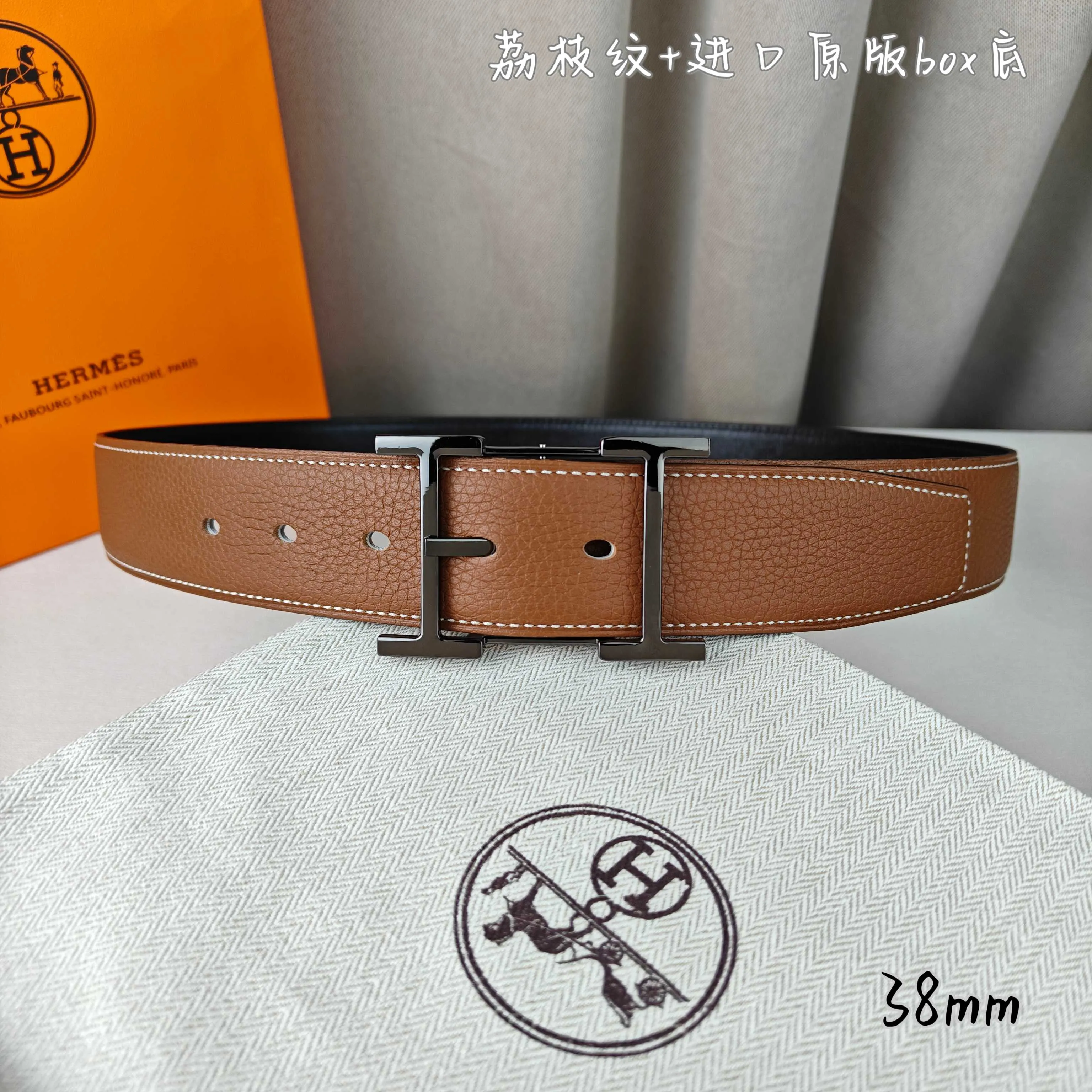 💰520💰Full package💰 💍Purchasing-grade Hermès pin buckle, imported first-layer cowhide, pebbled pattern with imported white heart bottom, 3.8cm wide, with official website boutique pin buckle